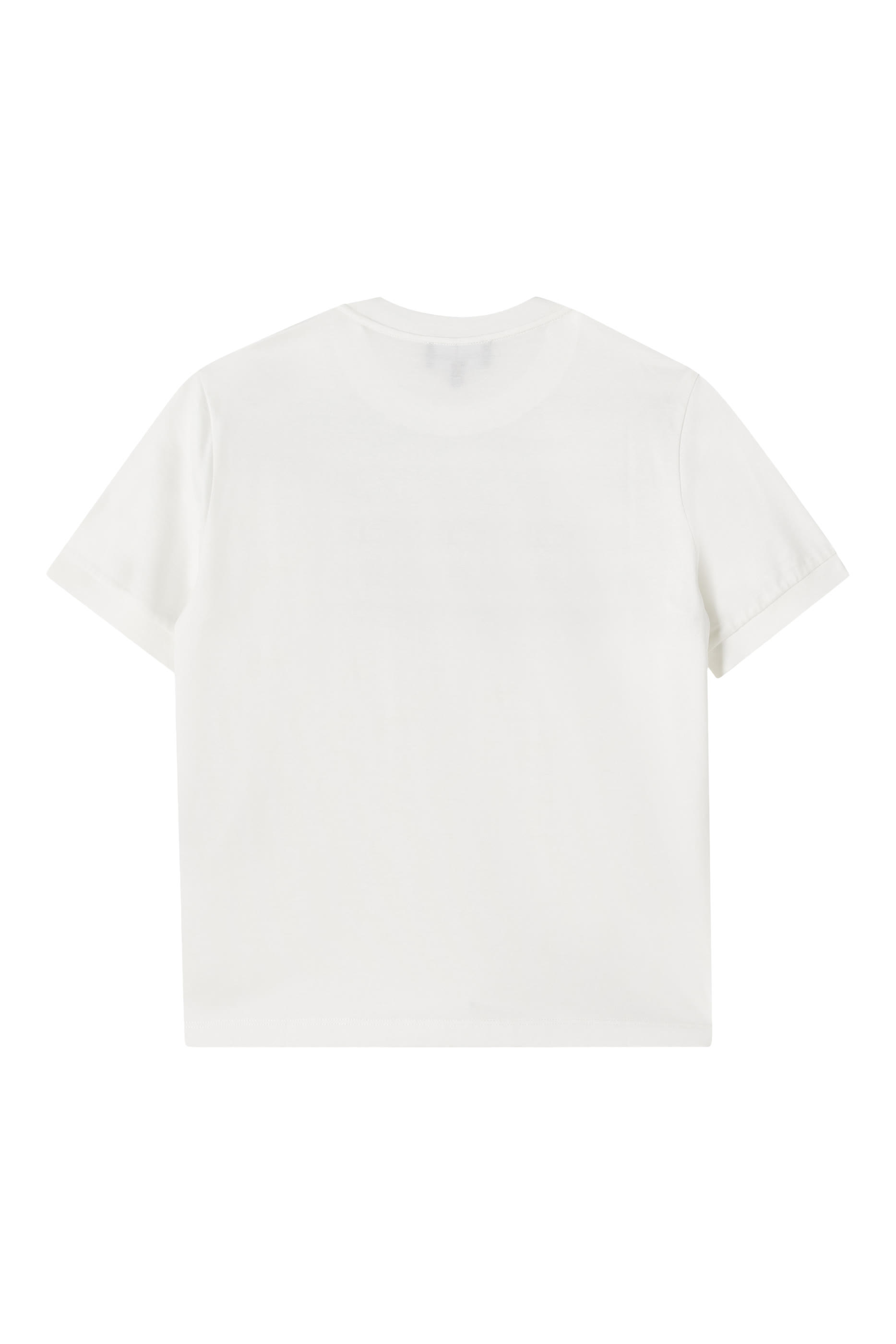 تيشيرت بأكمام قصيرة ونقشة شعار الماركة في المنتصف للأطفال