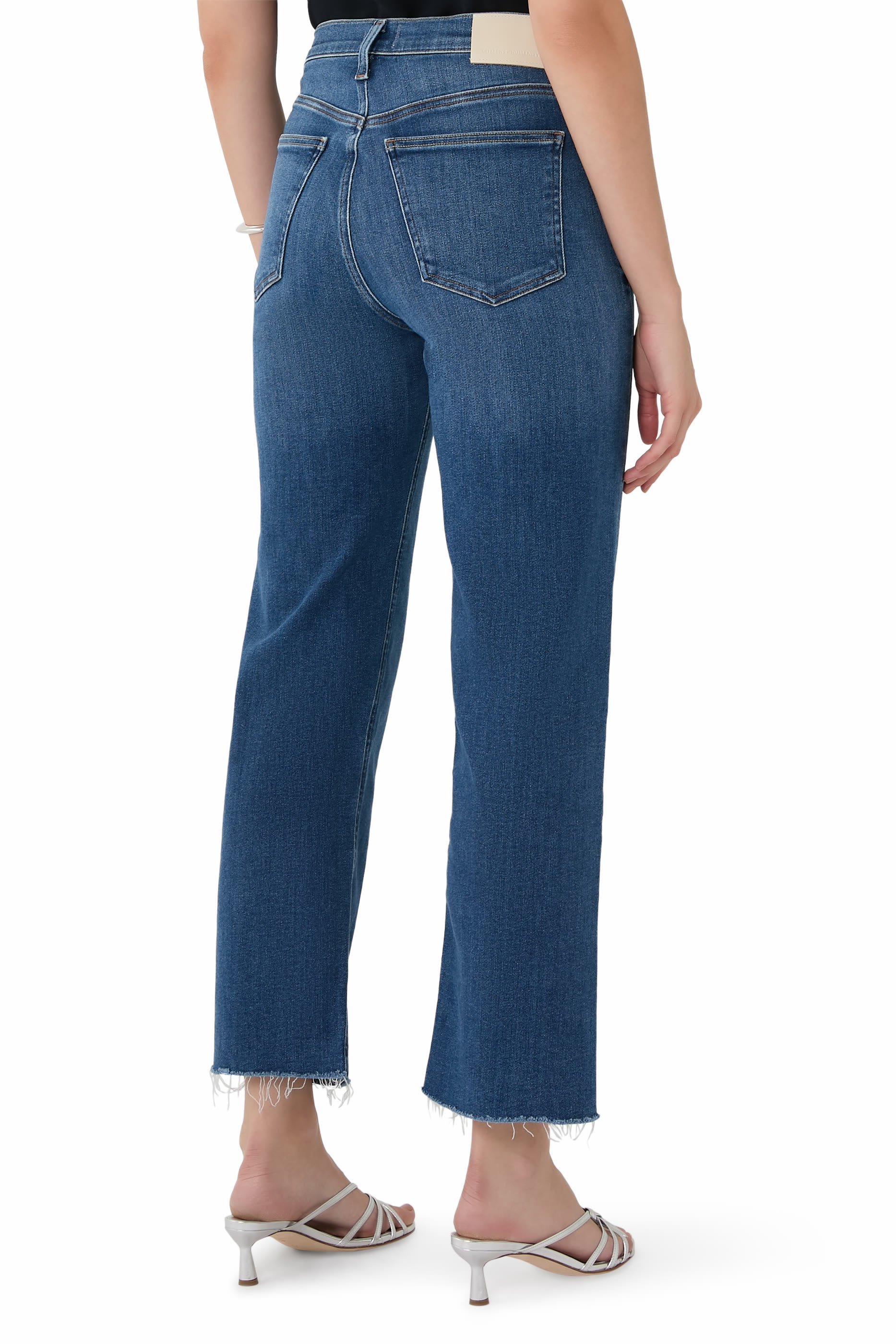 بنطال جينز بالما بقصة ساق مستقيمة وحافة منسلة