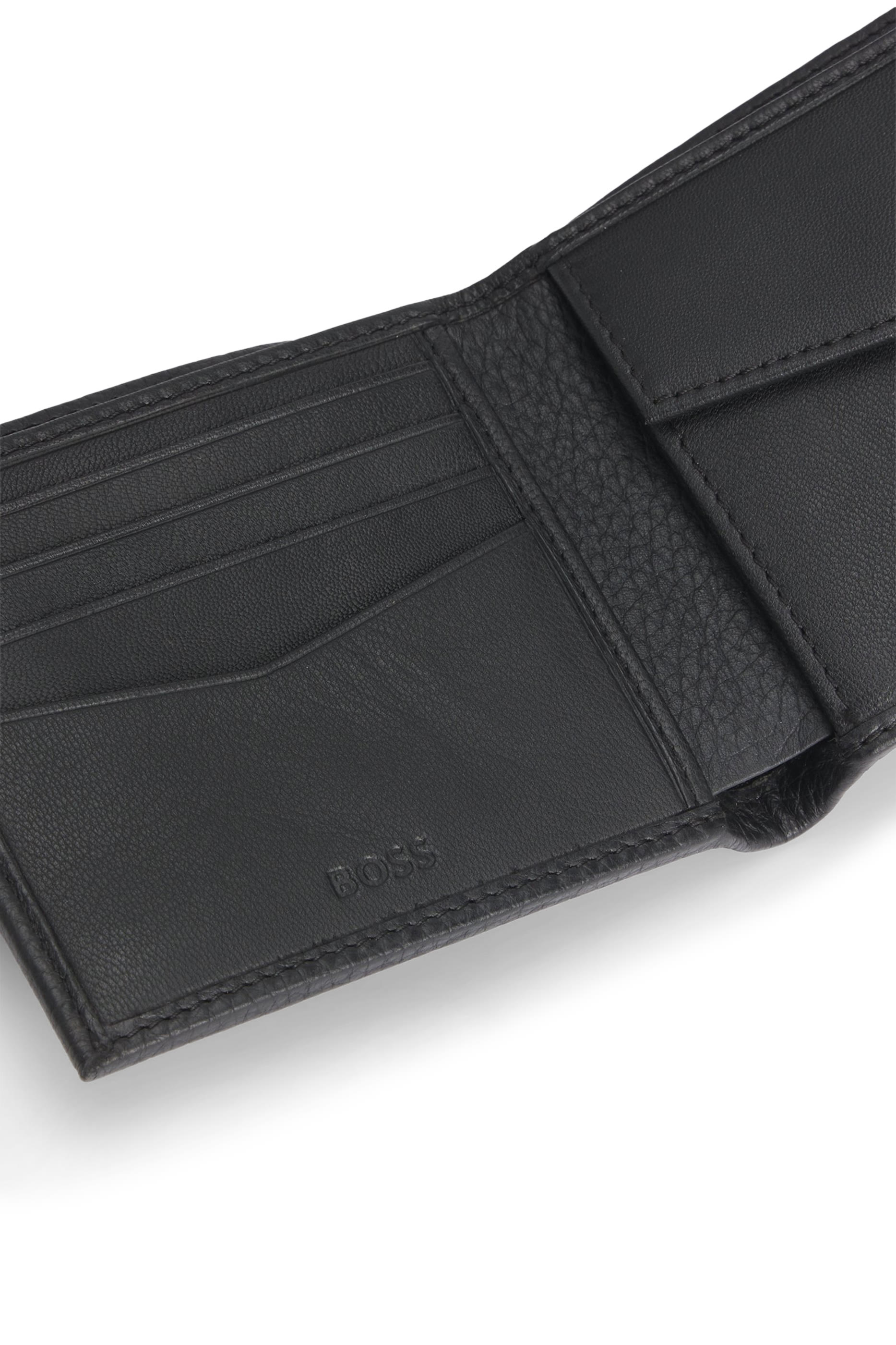 محفظة ثنائية الطي بطبعة حروف شعار الماركة جلد بارز الملمس