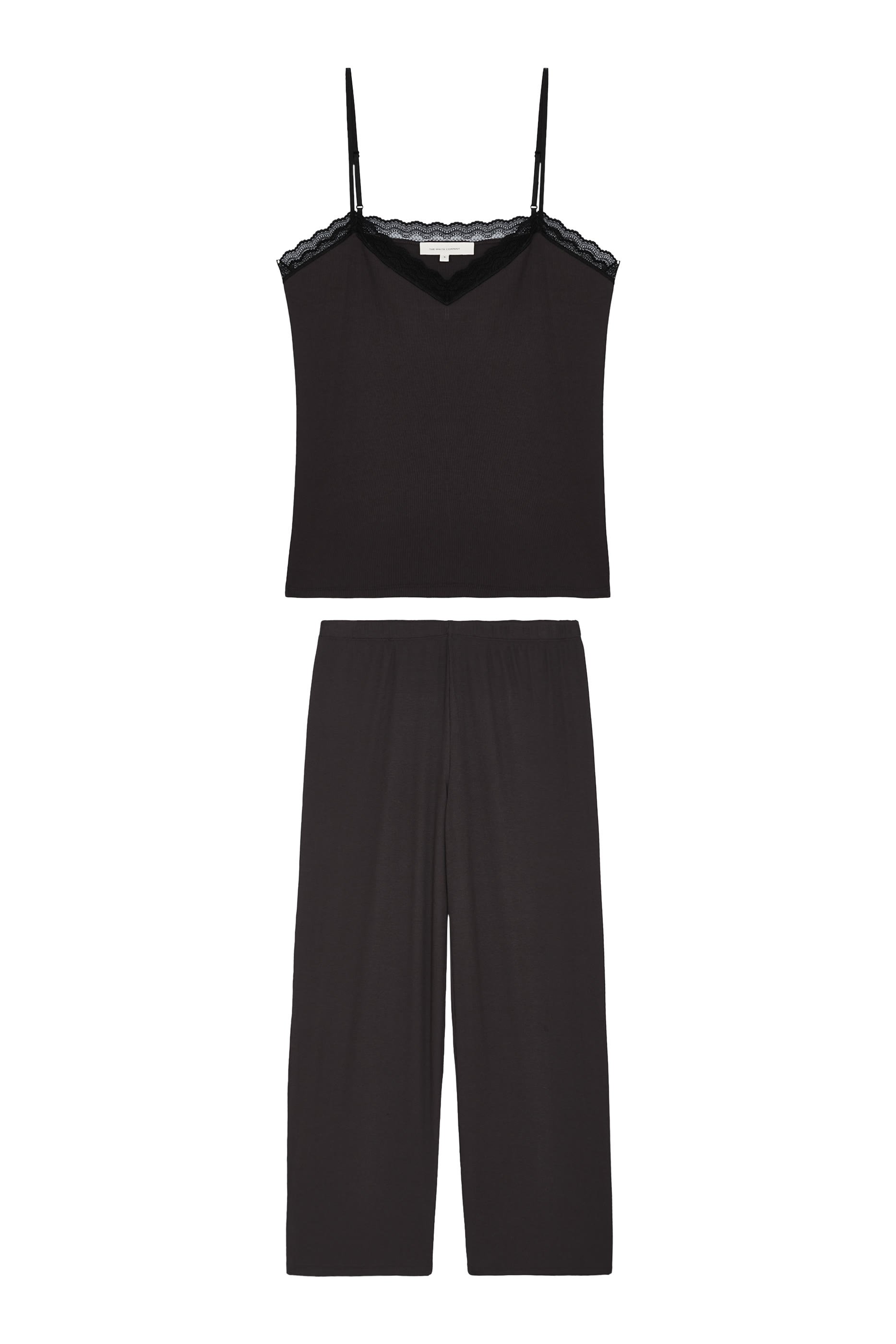 طقم بيجامة كامي مضلع بتفاصيل دانتيل جيرسيه