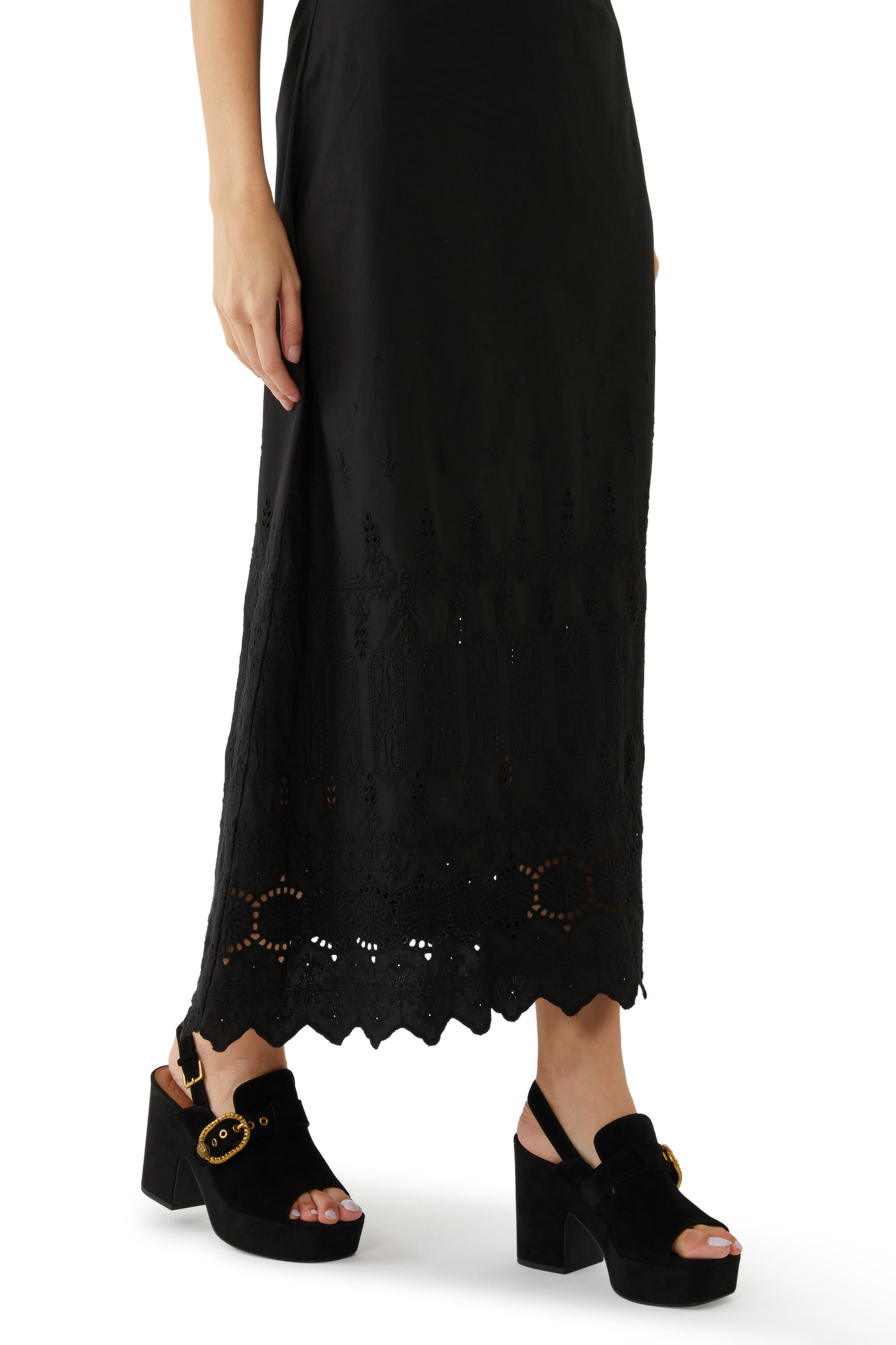 حذاء مايفير مفتوح بكعب عريض وسير خلفي