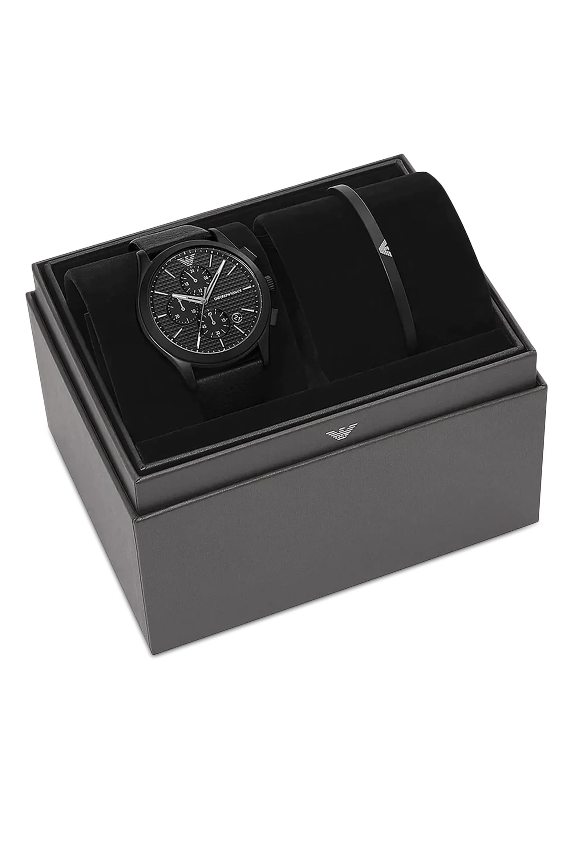 طقم ساعة كرونوغراف وسوار جلد