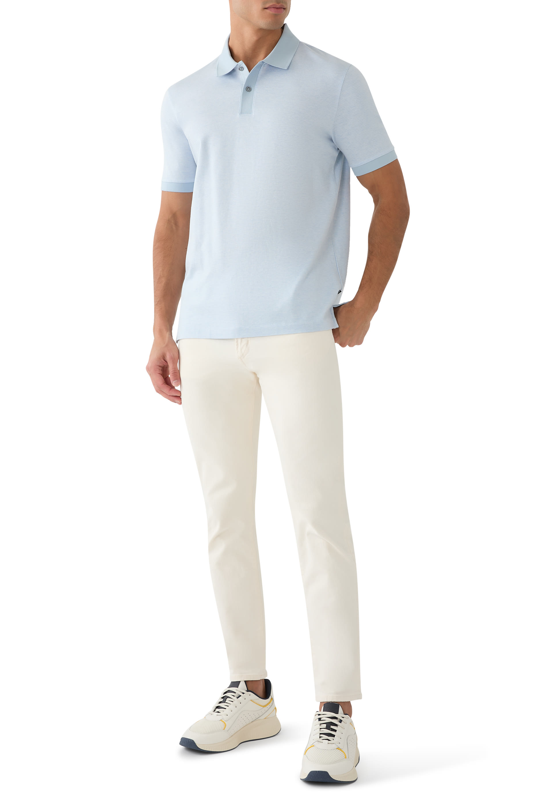 قميص بولو بنقشة صغيرة قطن مرسيريزد