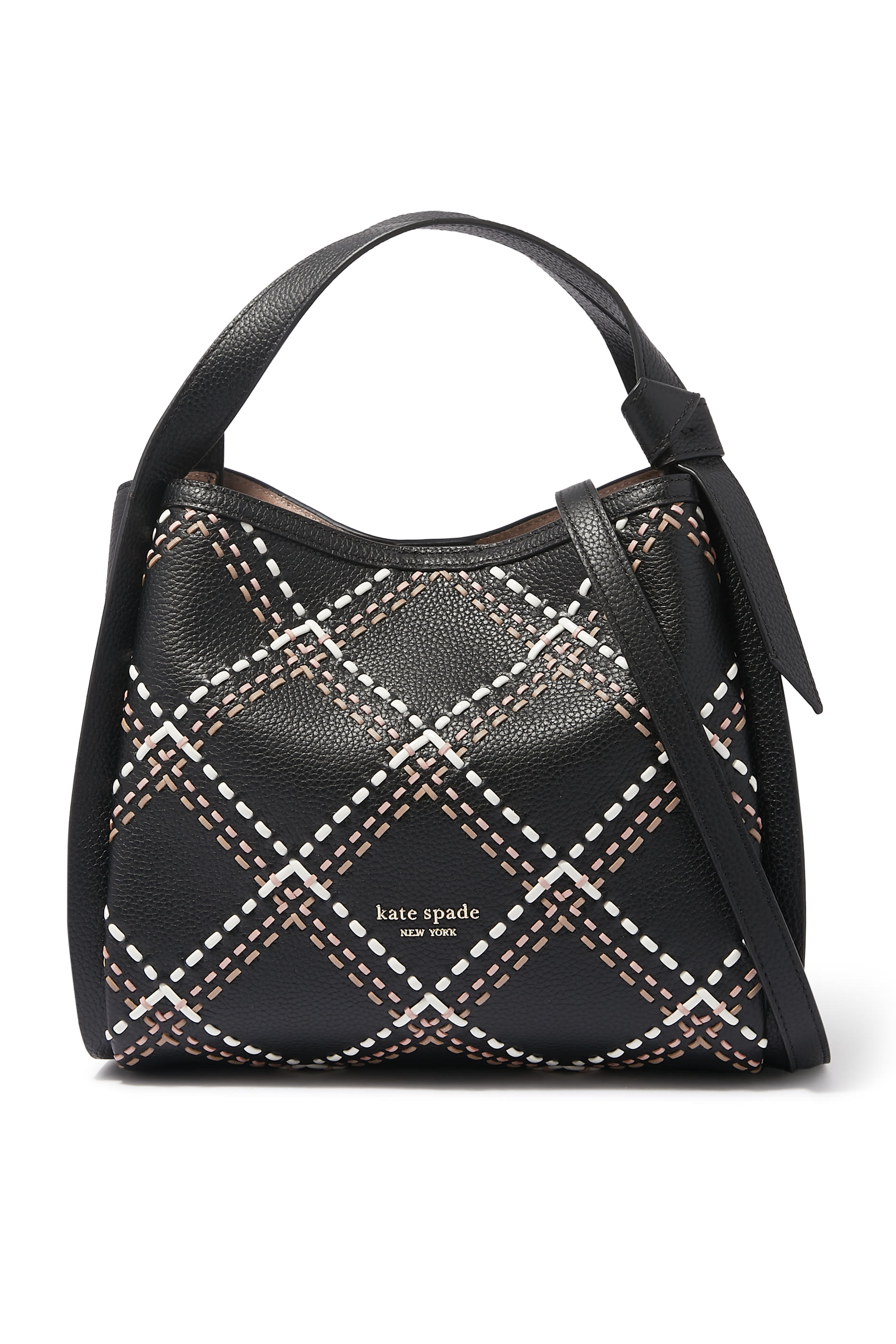 حقيبة يد كروس نوت متوسطة بحياكة بارزة بنقشة مربعات