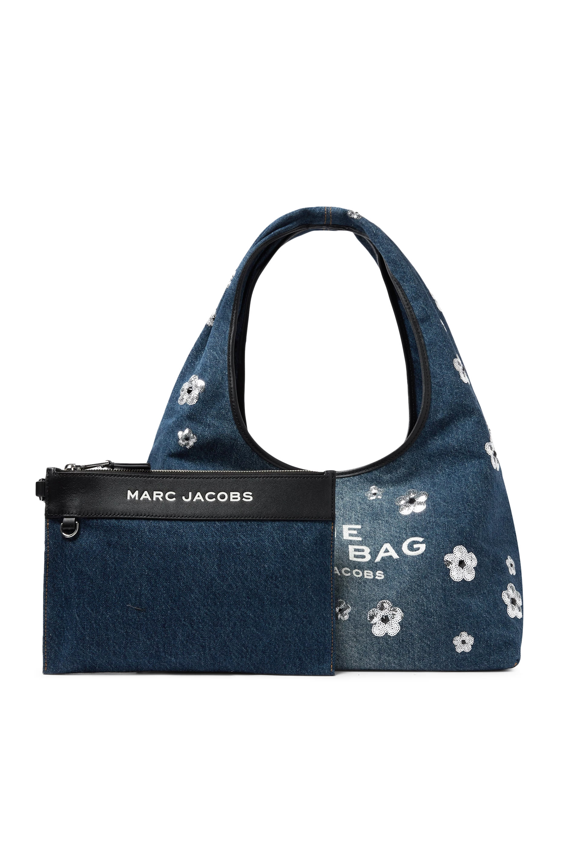 حقيبة ساك بنقشة زهور وتطريزات بالترتر