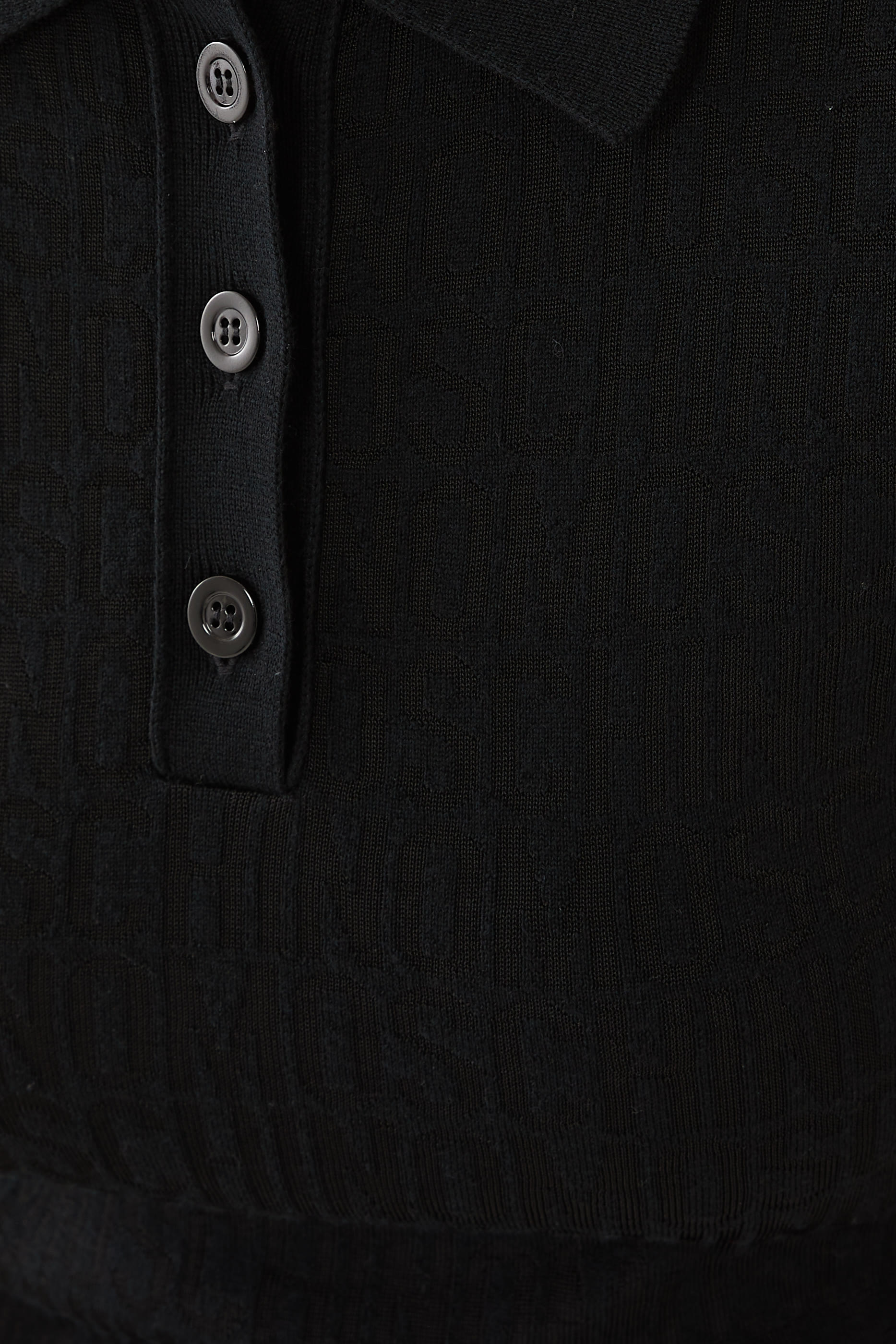 فستان بولو جاكار قصير منسوج بشعار الماركة