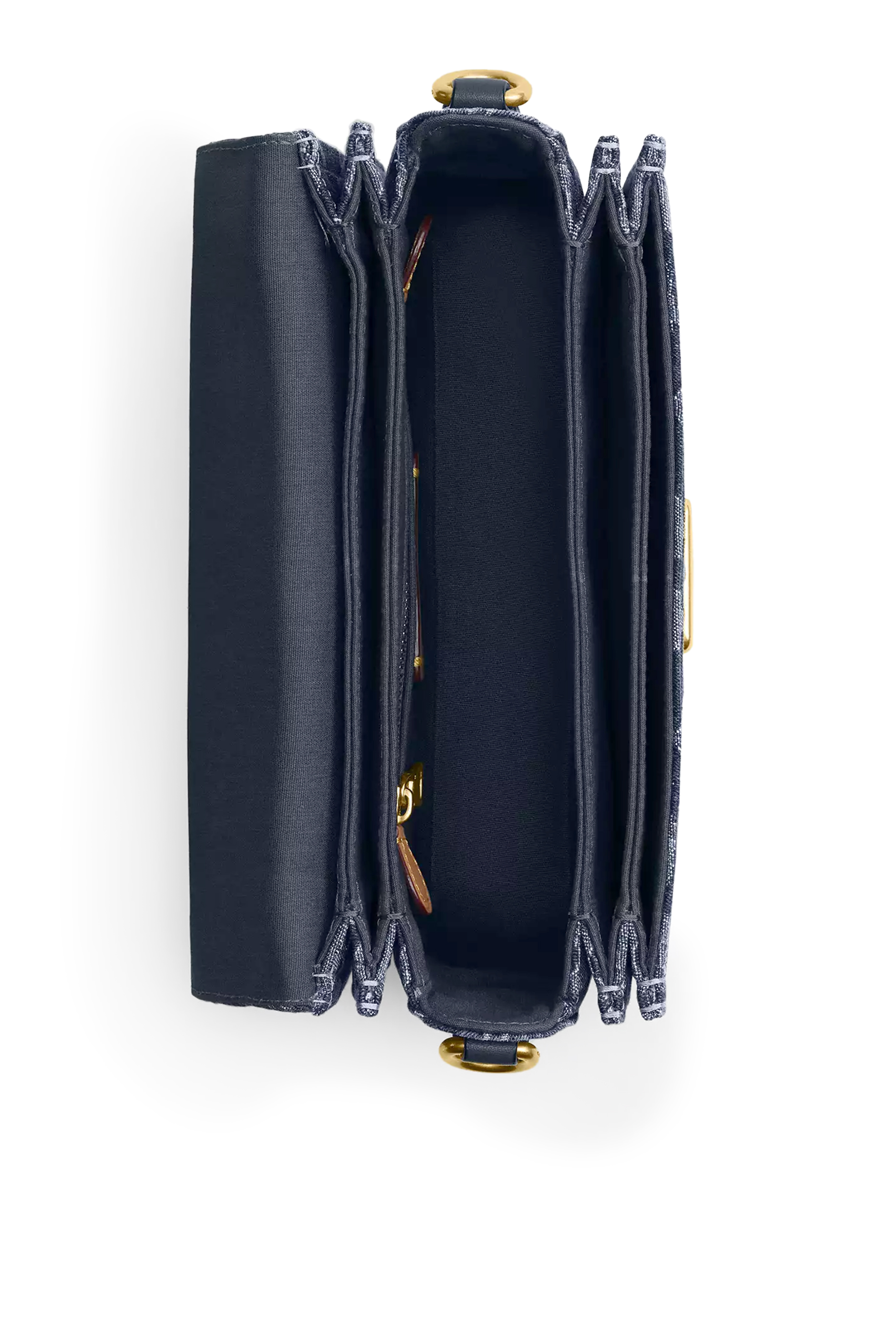 حقيبة روج بيد علوية دنيم محفور بشعار الماركة