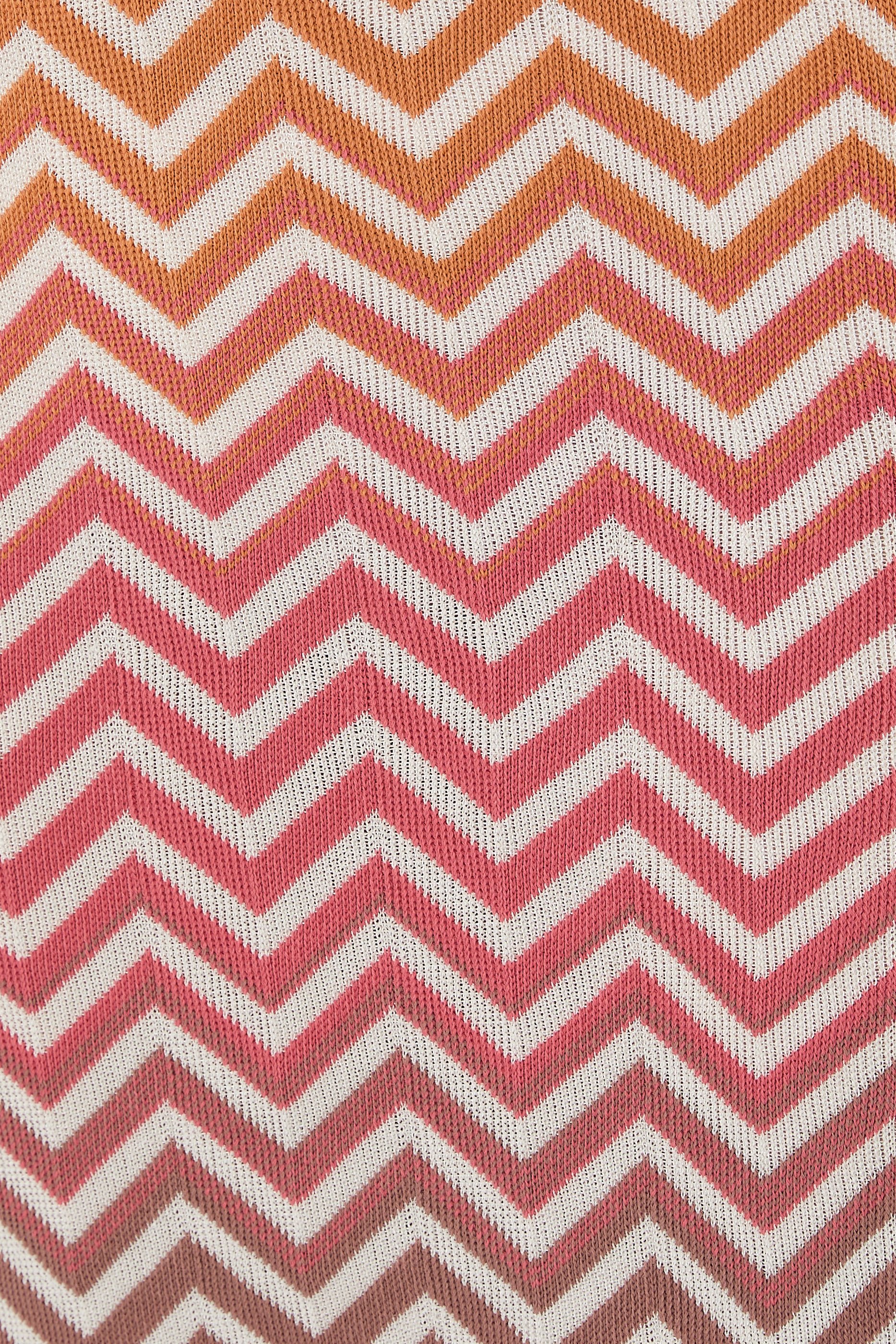 فستان شيفرون متوسط الطول بألوان متدرجة قطن وفيسكوز