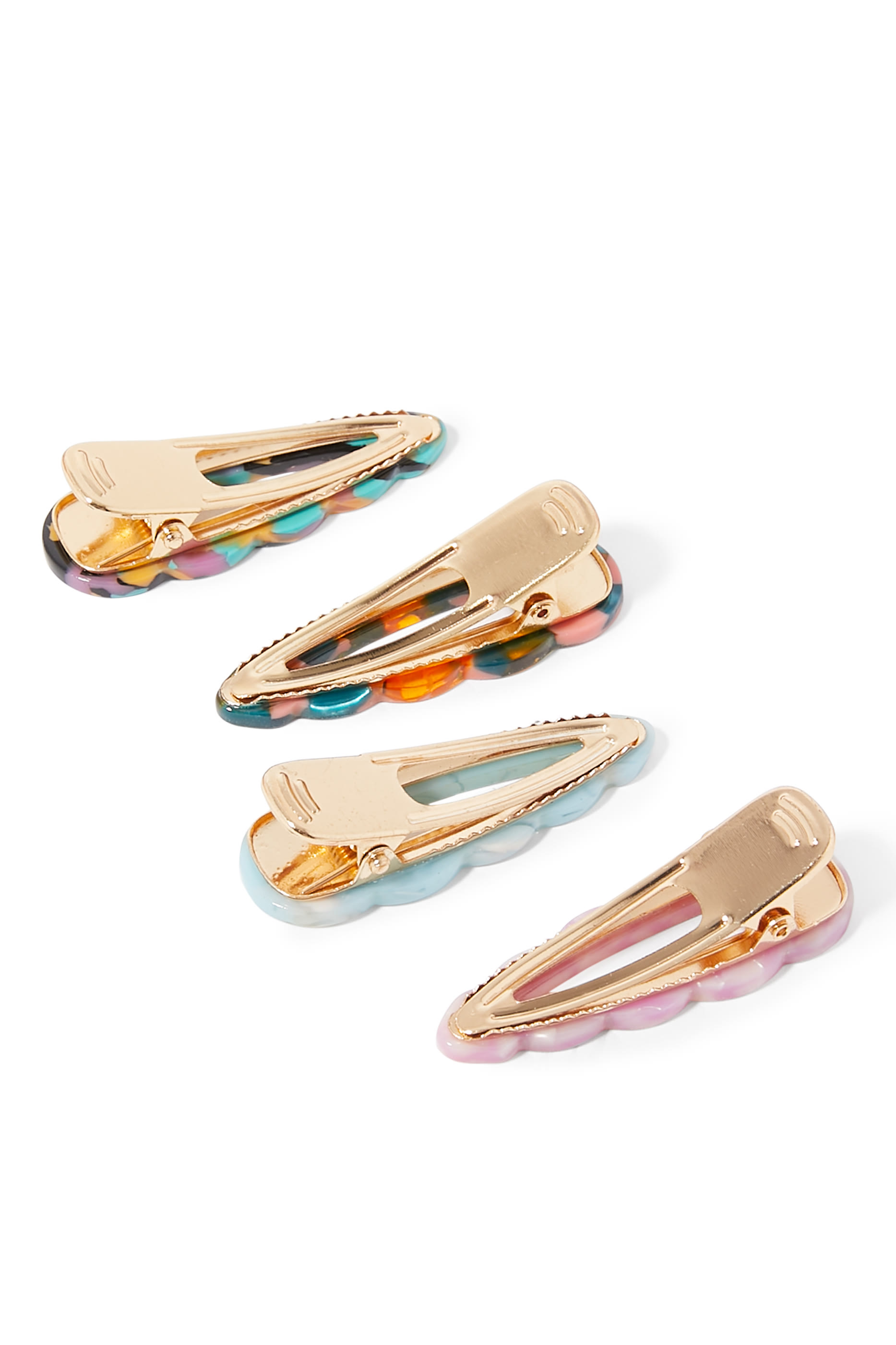 مجموعة مشابك شعر بحافة صدفية أسيتات للأطفال