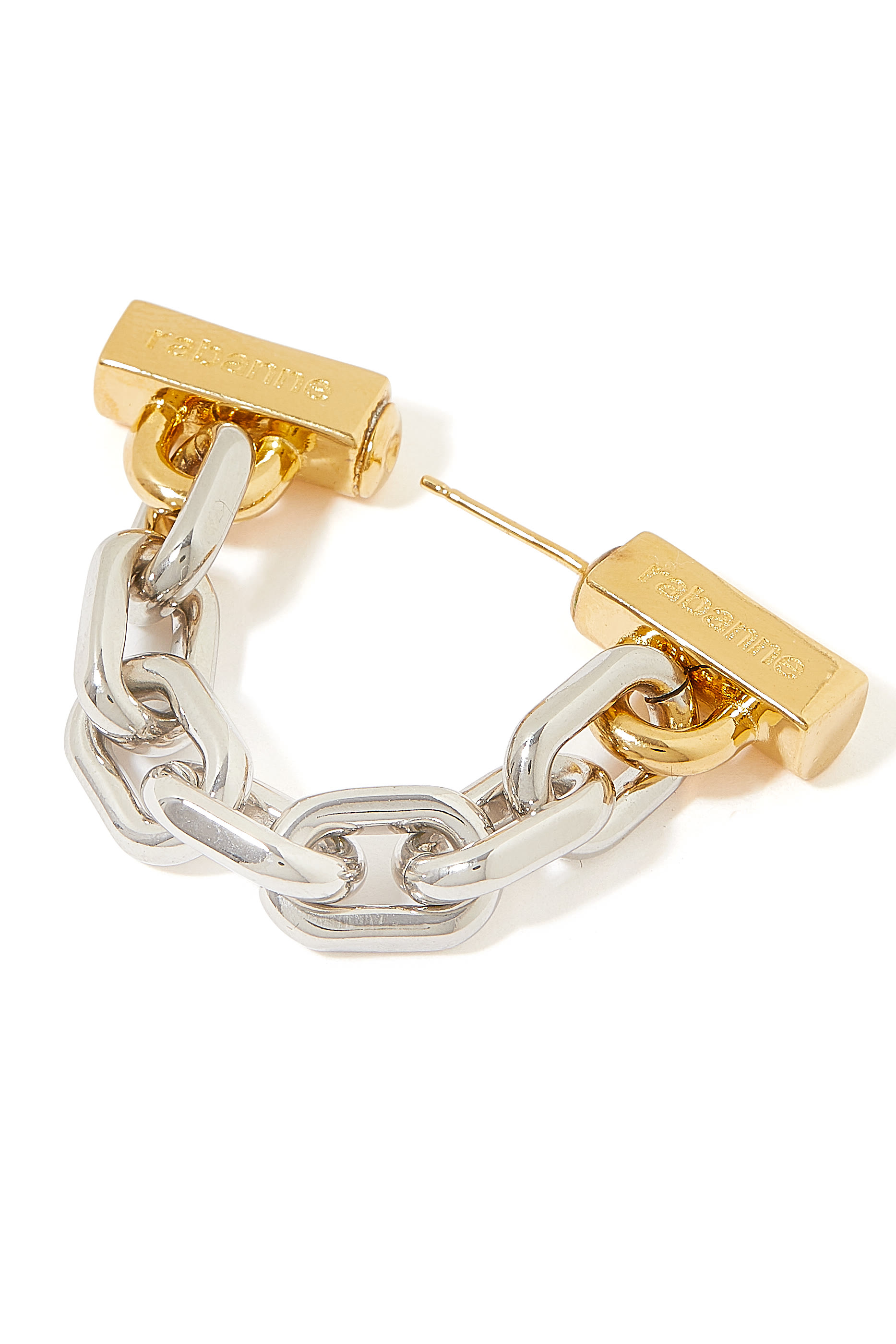 أقراط بتصميم سلسلة بحلقات، معدن