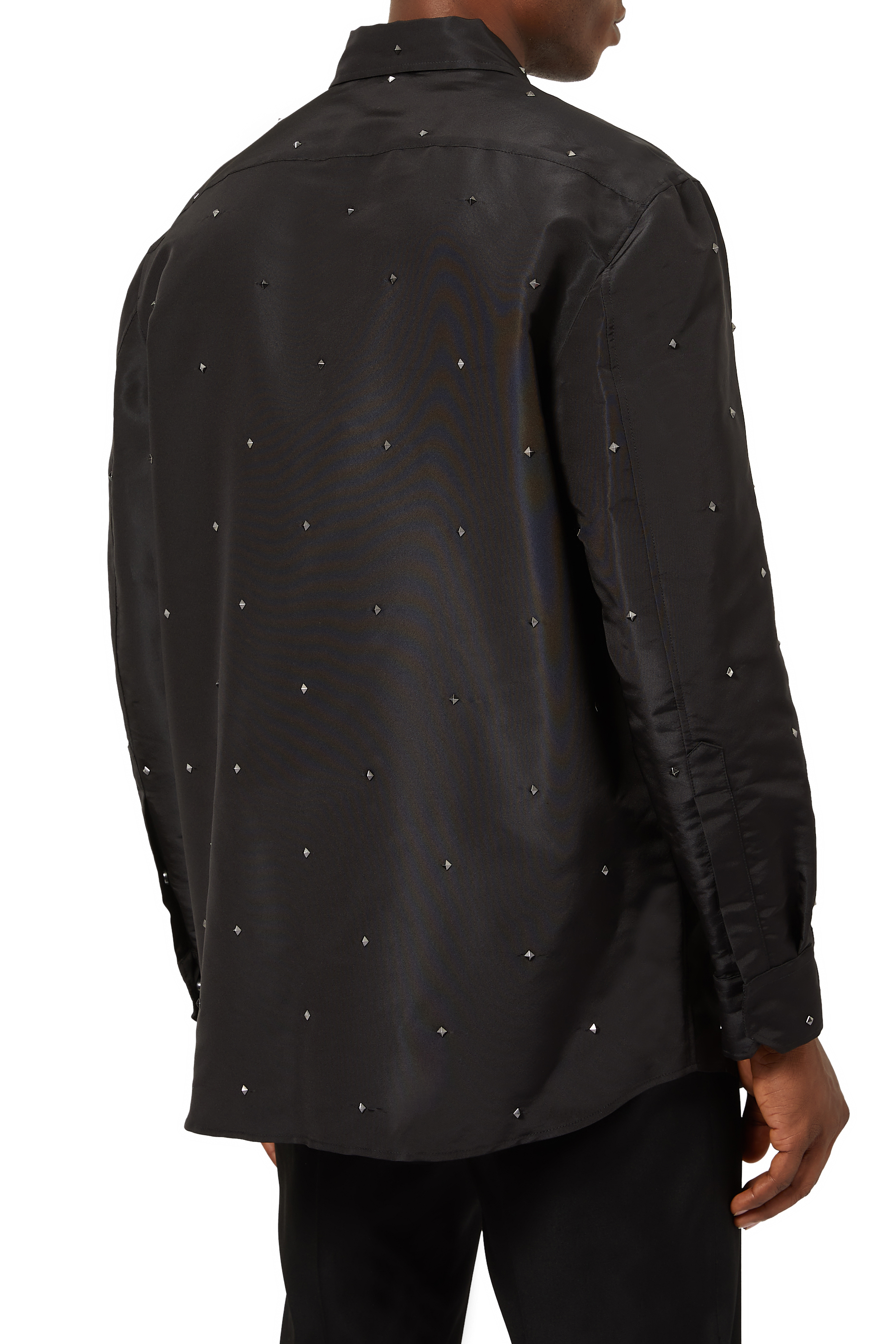 Valentino Garavani All-Over Rockstud Spike Silk Faille Overshirt