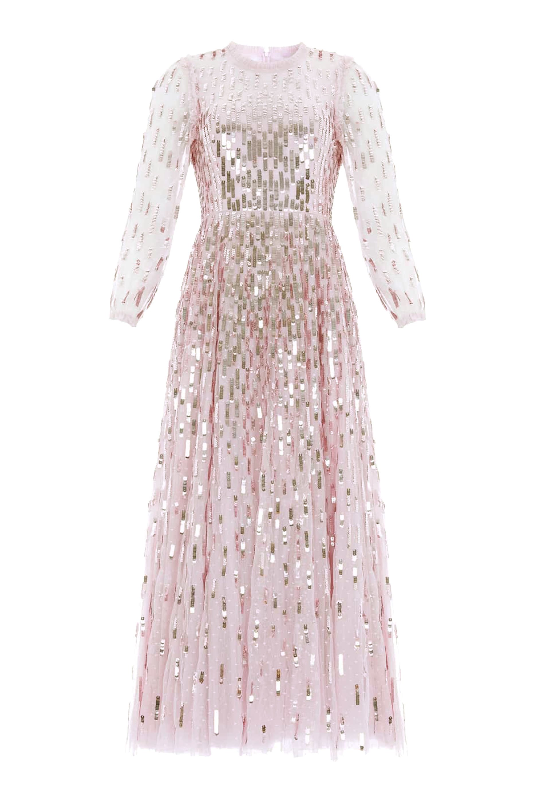 Sequin Dash Long Sleeve Ankle Gown