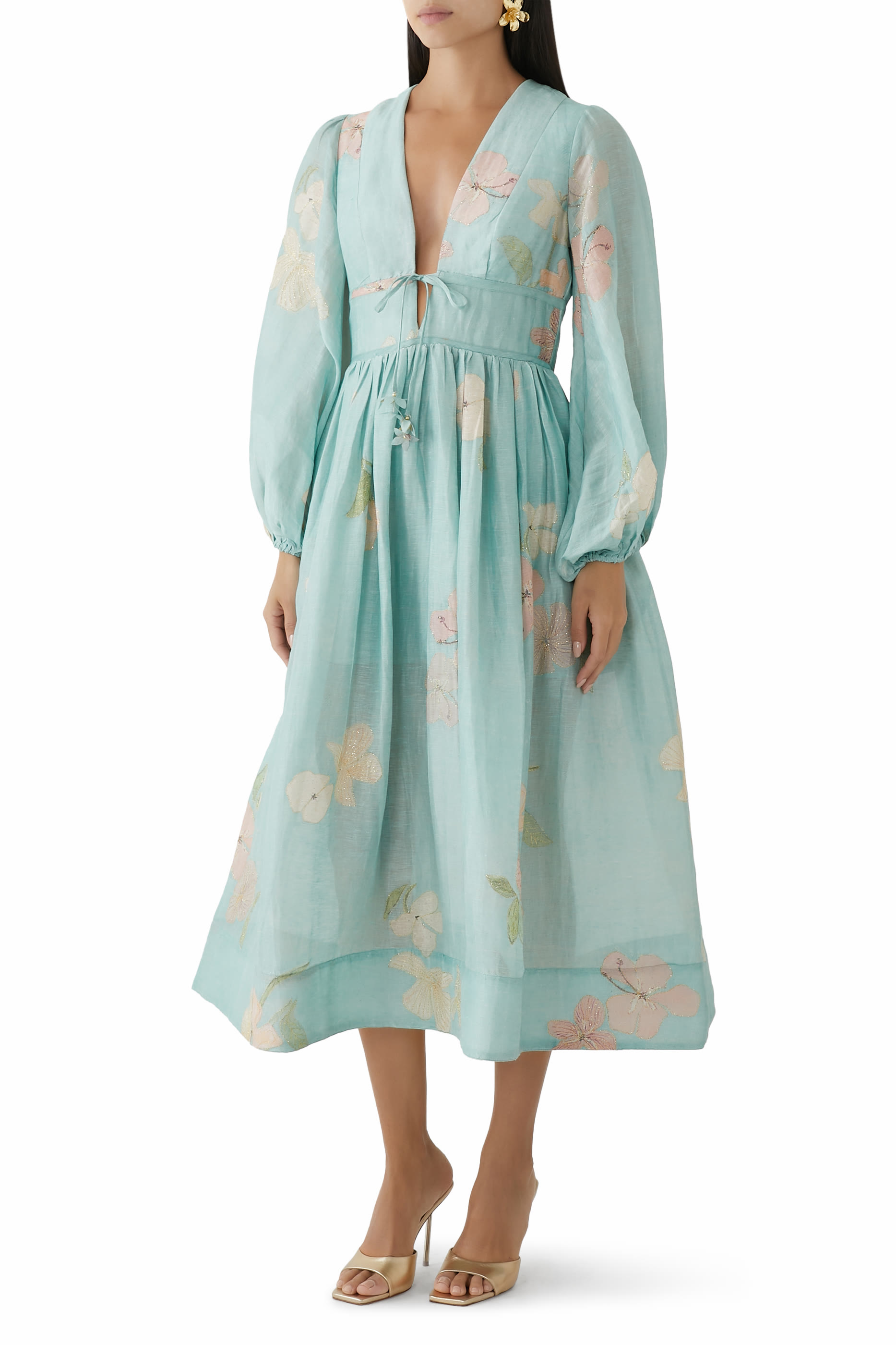 فستان سهرة إيلومينايت درون بأكمام منفوخة