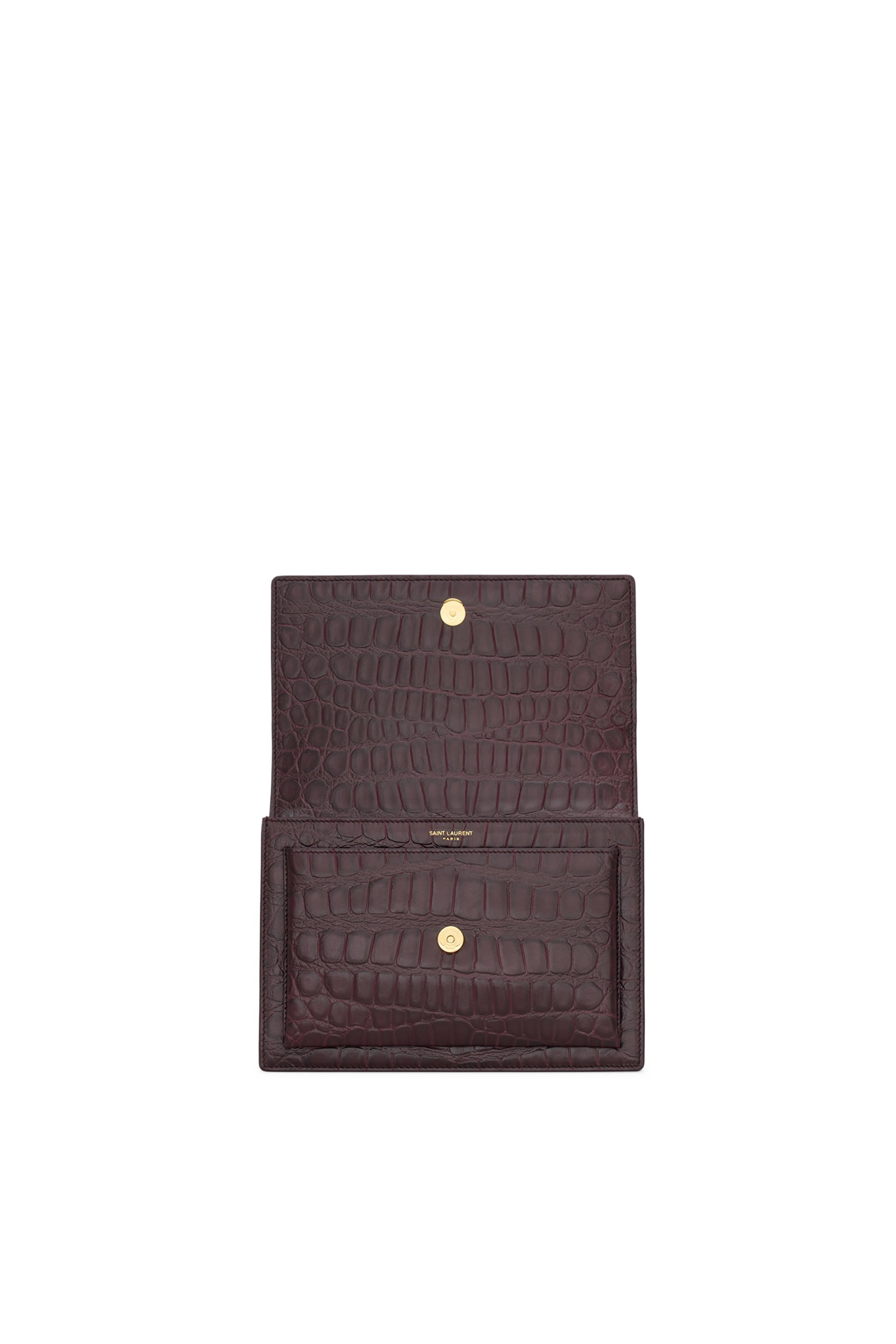 حقيبة سن ست متوسطة جلد لامع بنقشة جلد التمساح