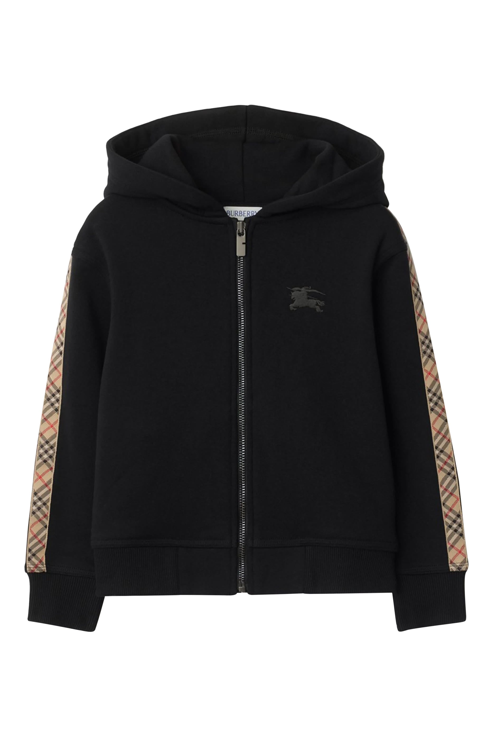 هودي بحافة بنقشة مربعات وسحاب قطن للأطفال