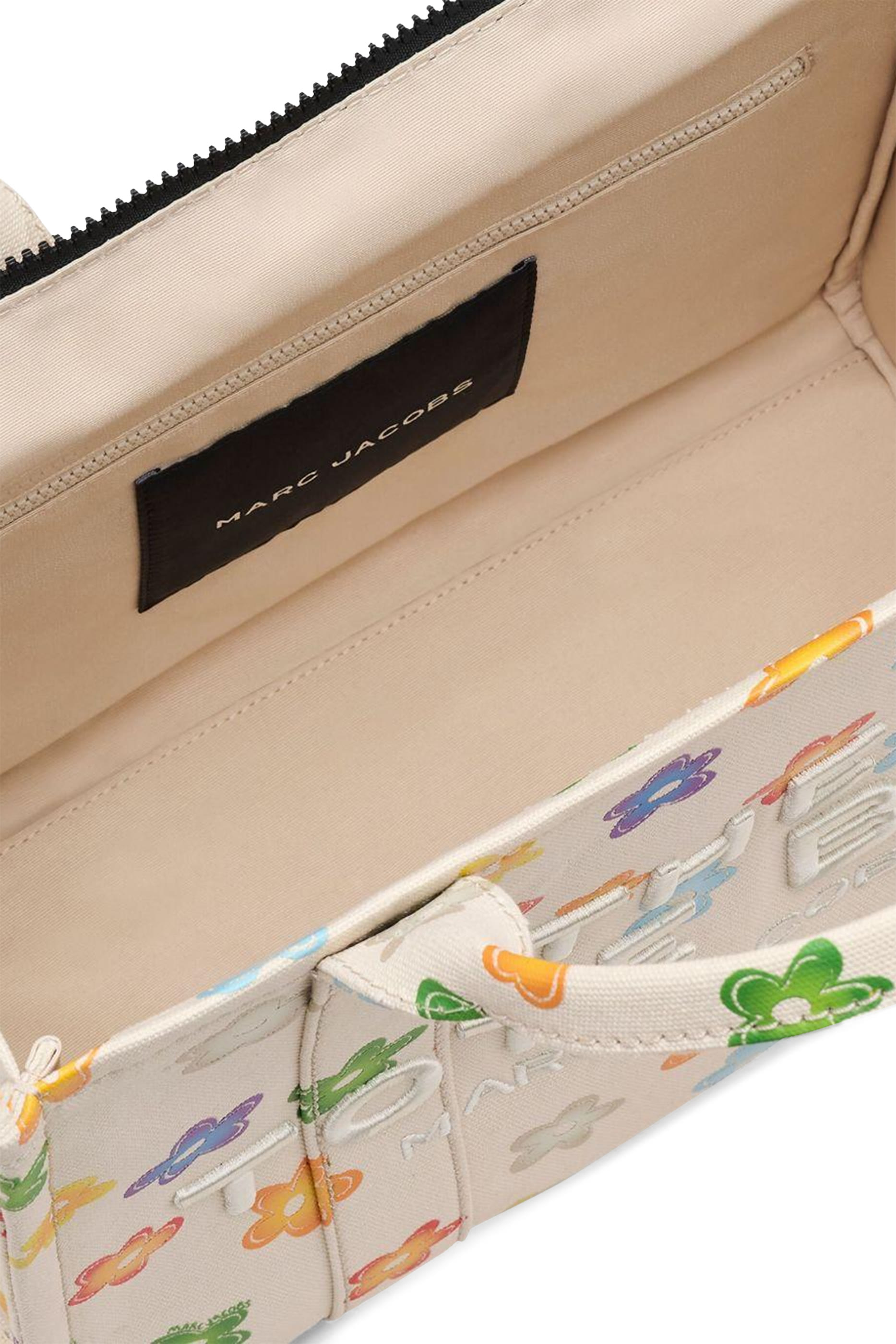 حقيبة يد متوسطة بنقشة زهور أقحوان برية قماش قنب