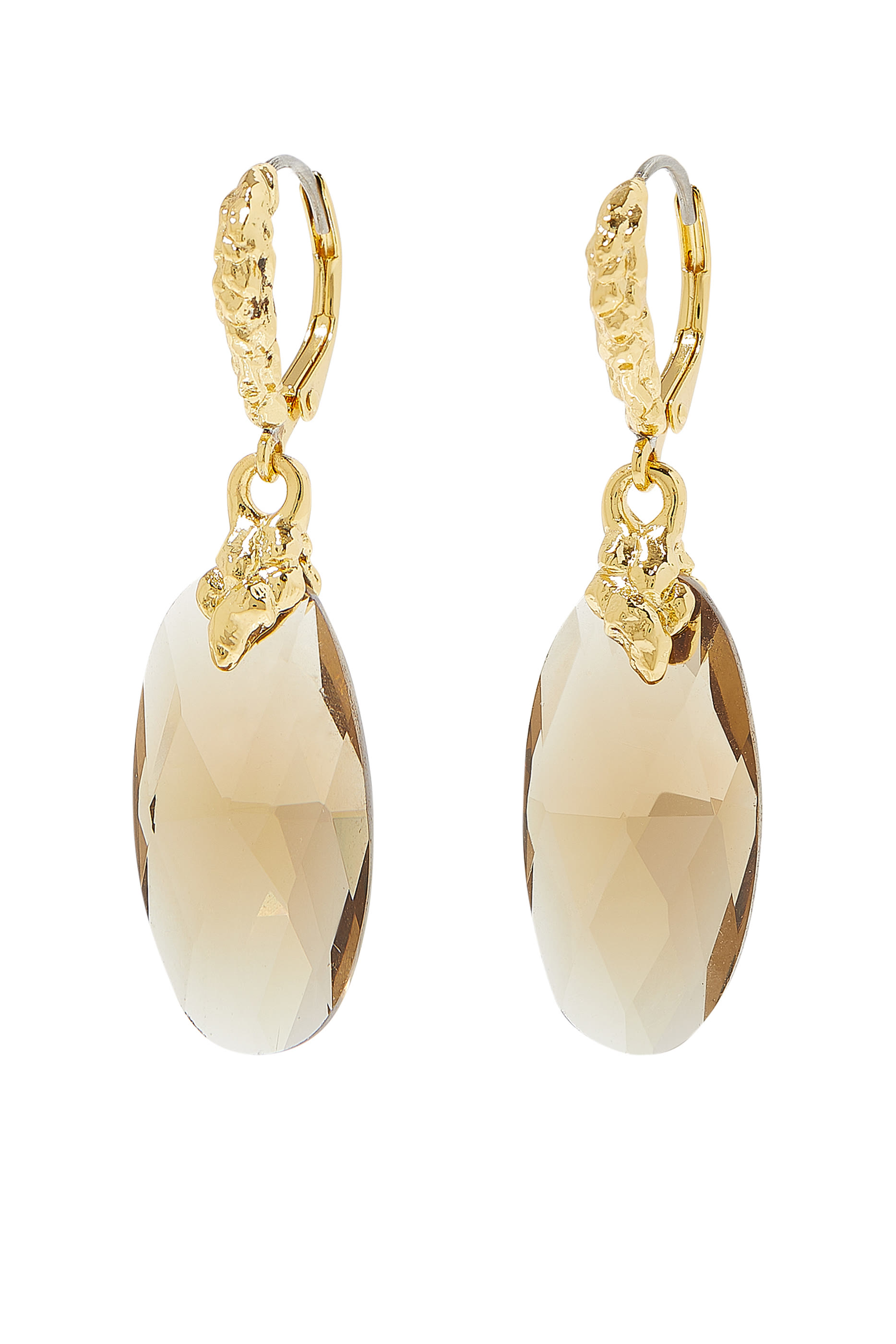 أقراط متدلية بإغلاق خلفي مرصعة بكوارتز مدخن