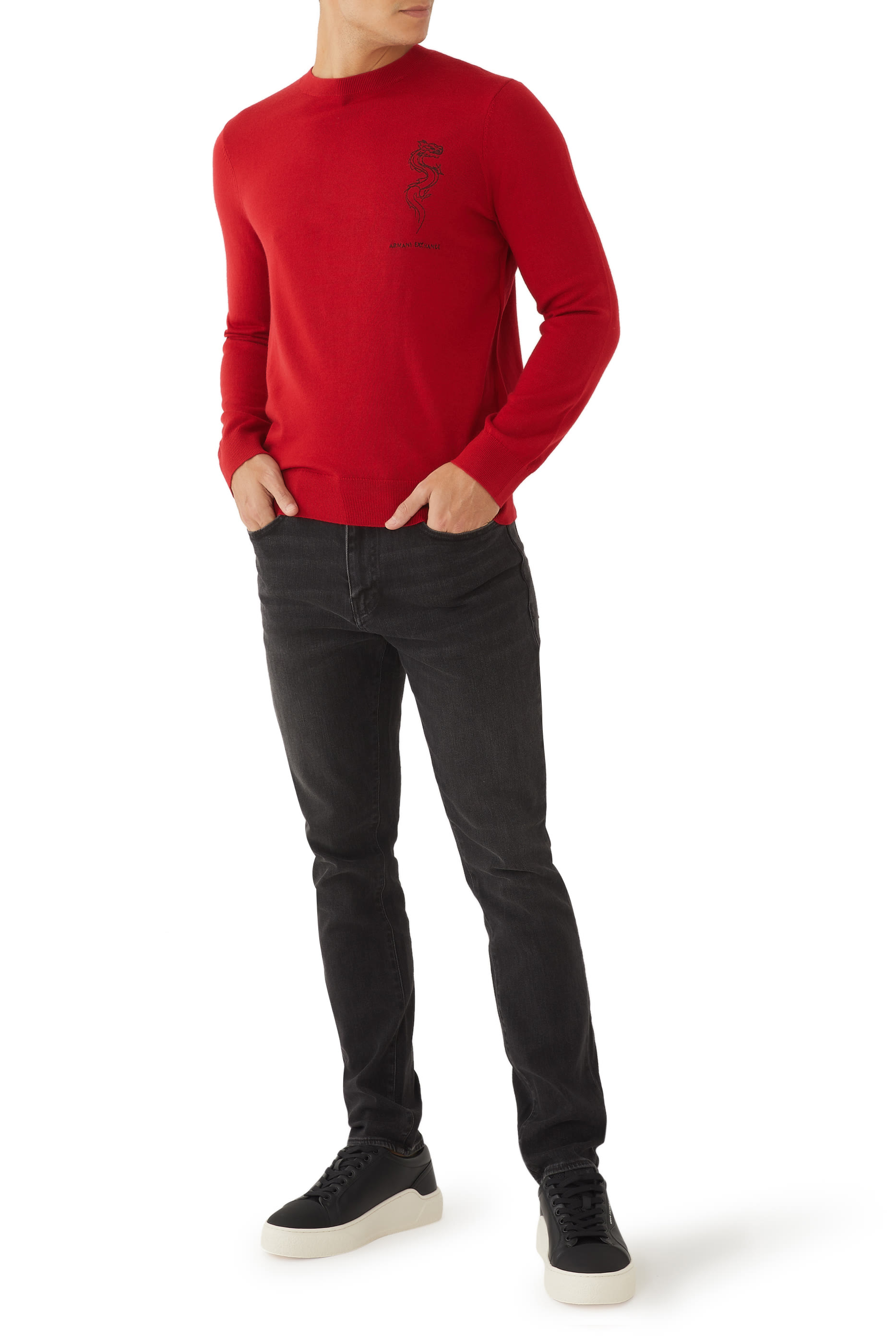 كنزة قطن بتطريز تنين