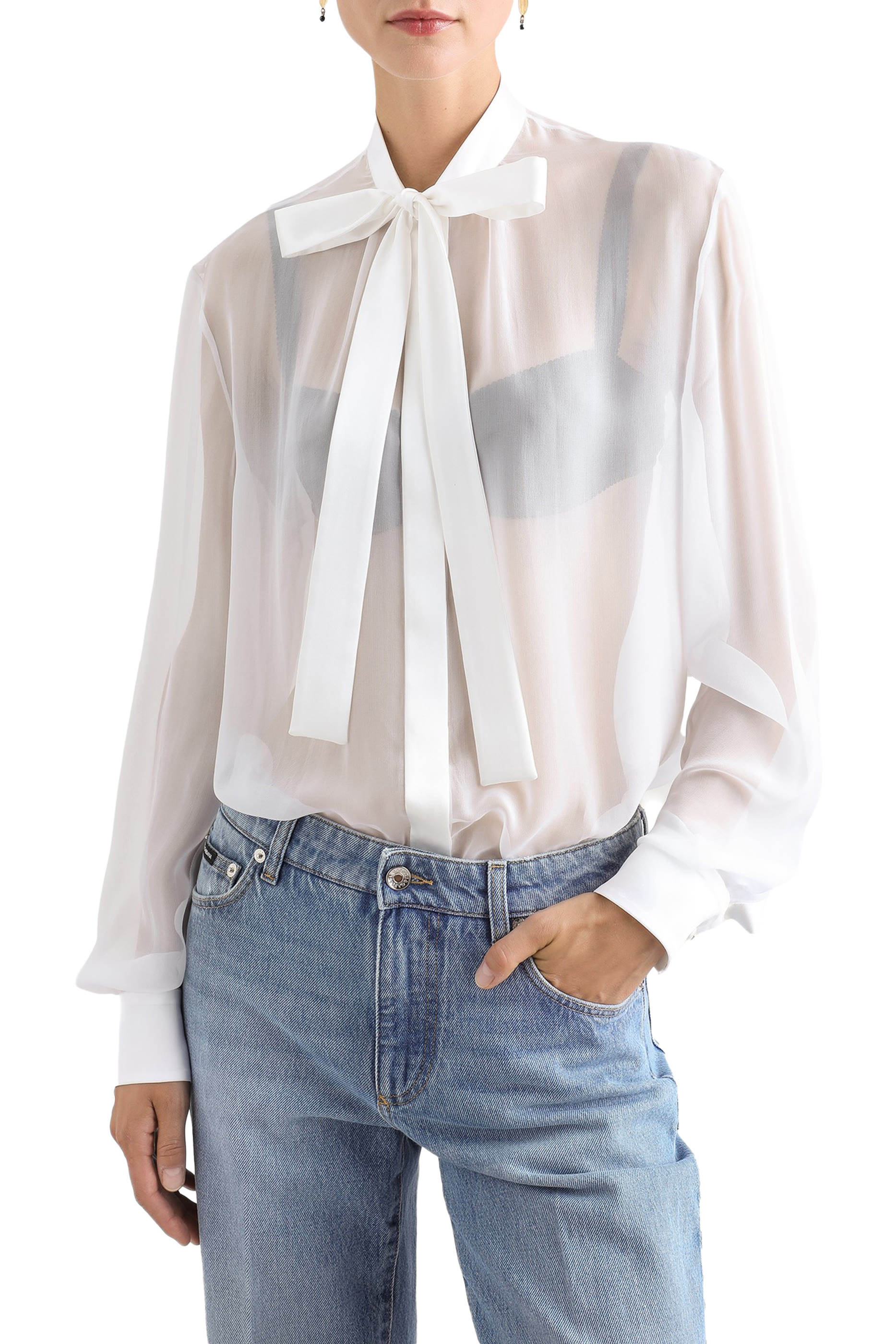 قميص بفيونكة شيفرون