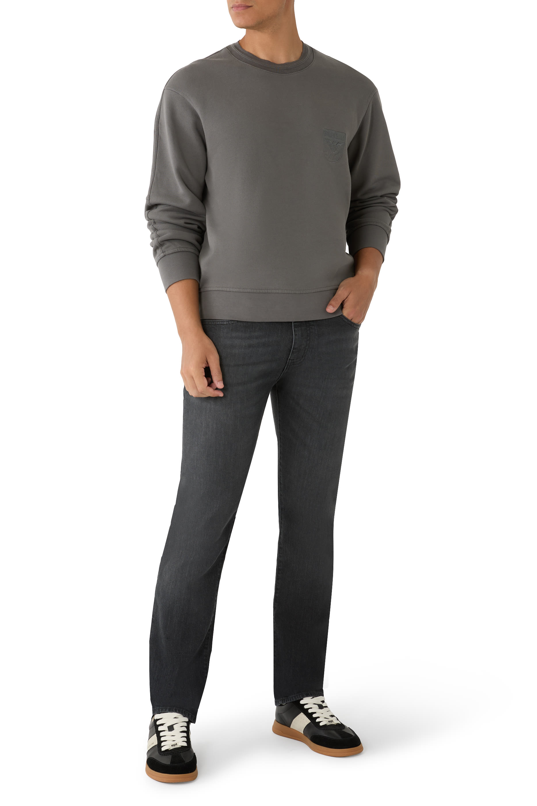 سويت شيرت بتطريز شعار الماركة جيرسيه تيري فرينتش