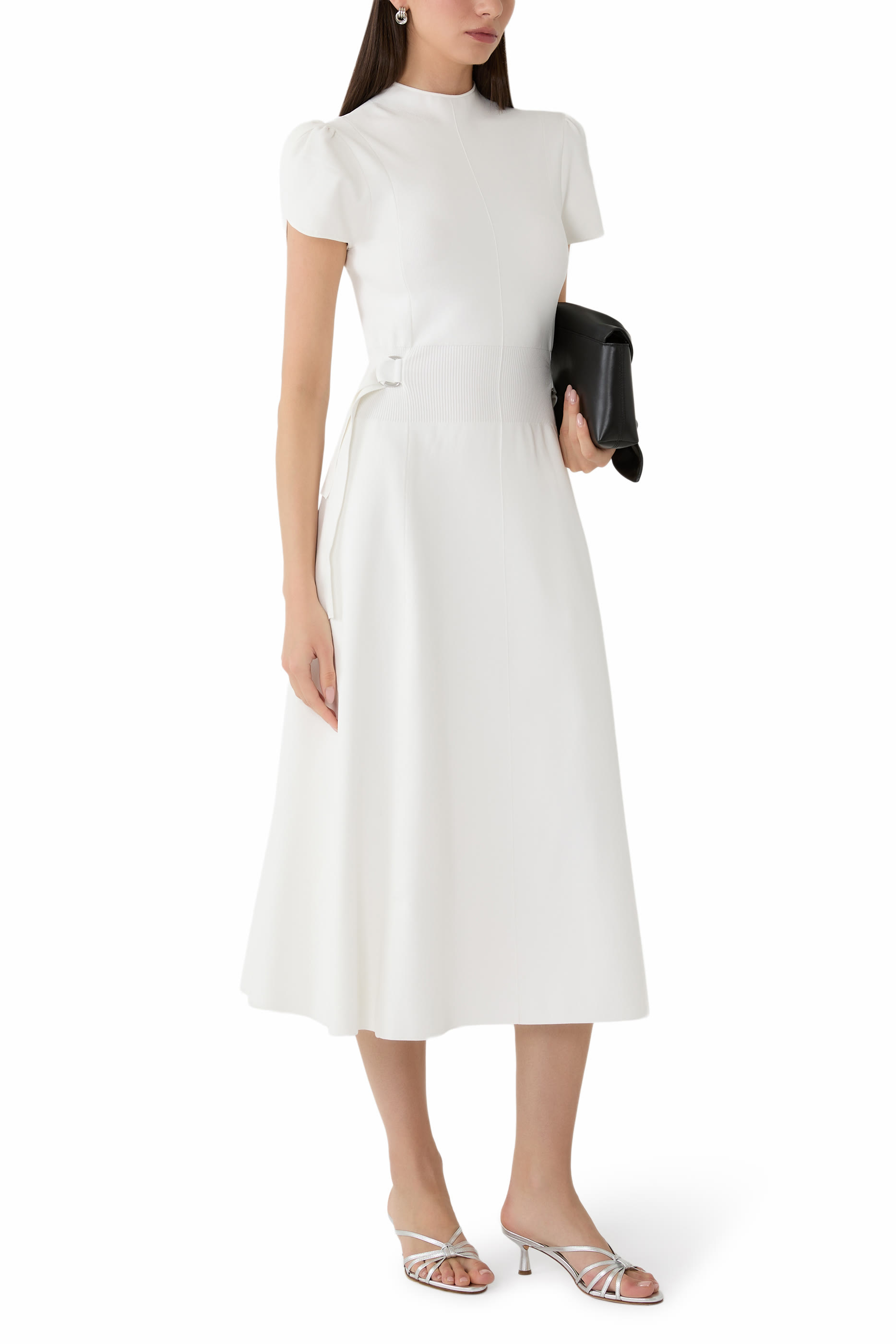 فستان بأكمام بتصميم زهرة توليب قماش مضلع متين