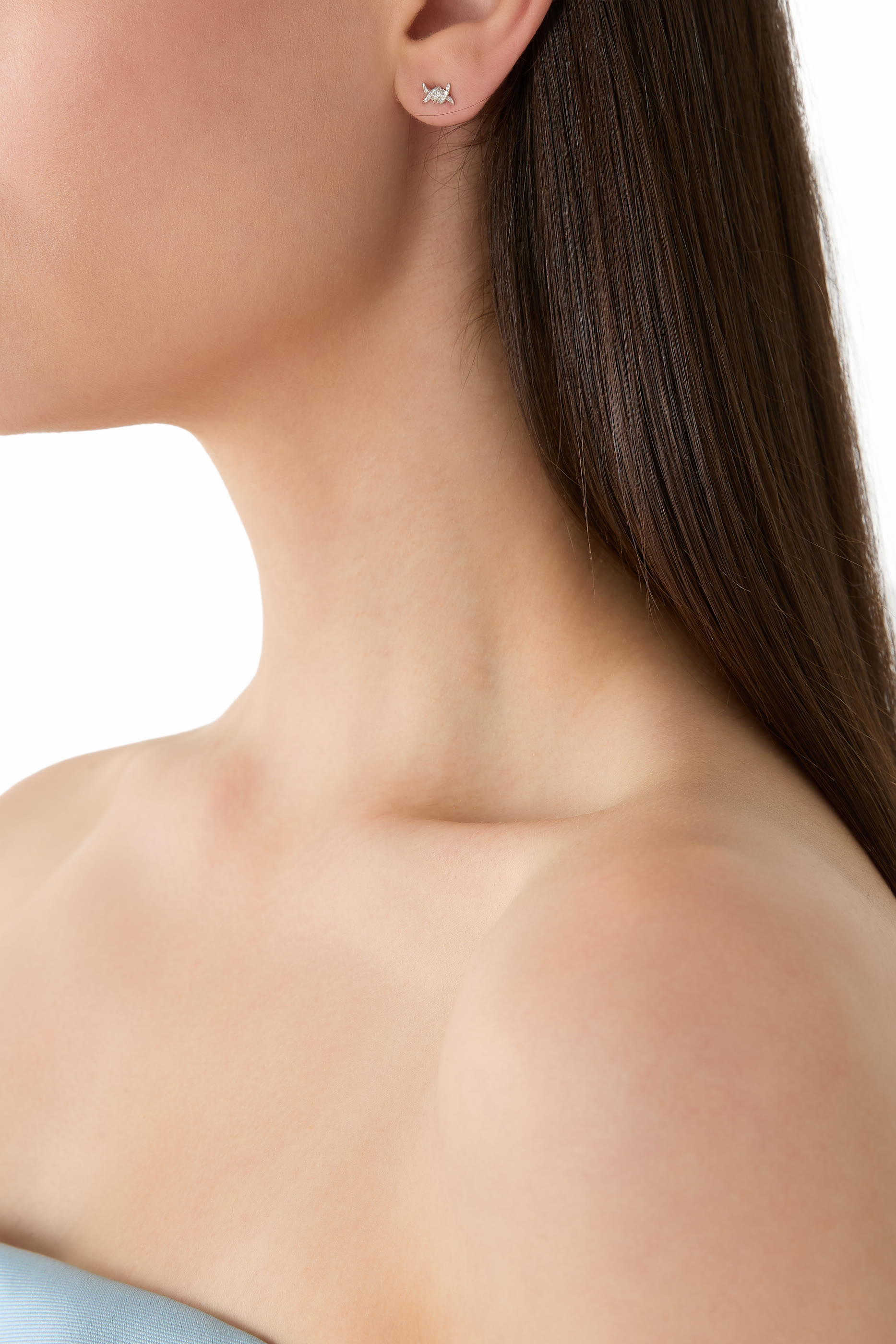 أقراط باربيليه مرصعة بماس، ذهب أبيض عيار 18