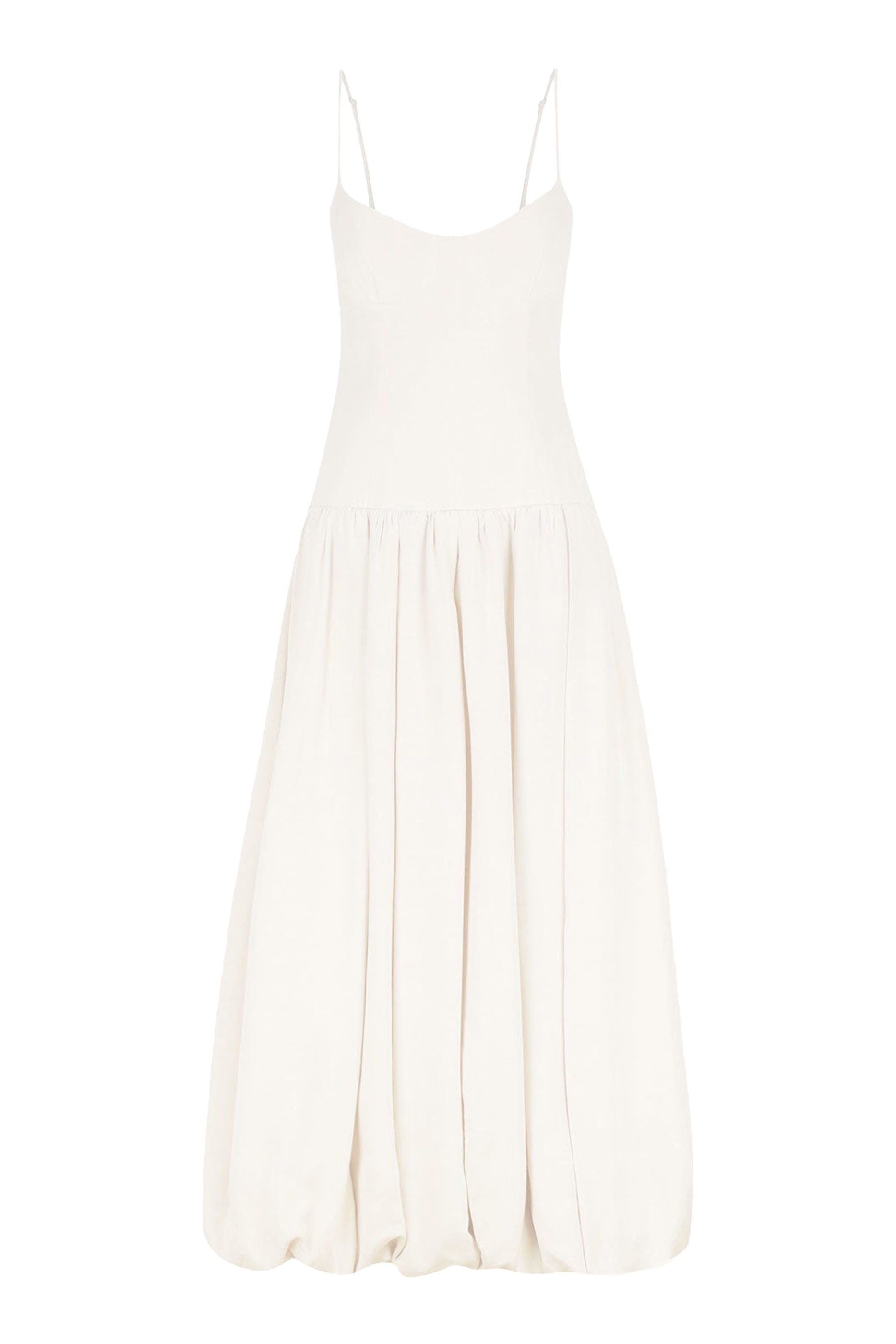 فستان فينتو متوسط الطول بصدرية بنمط مشد وتنورة منفوخة