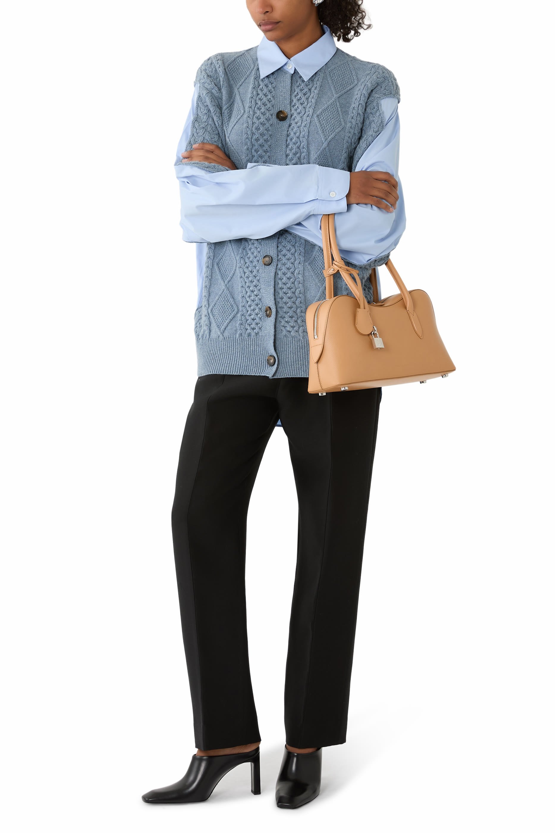 كارديجان منسوج بنمط قميص خامات متنوعة