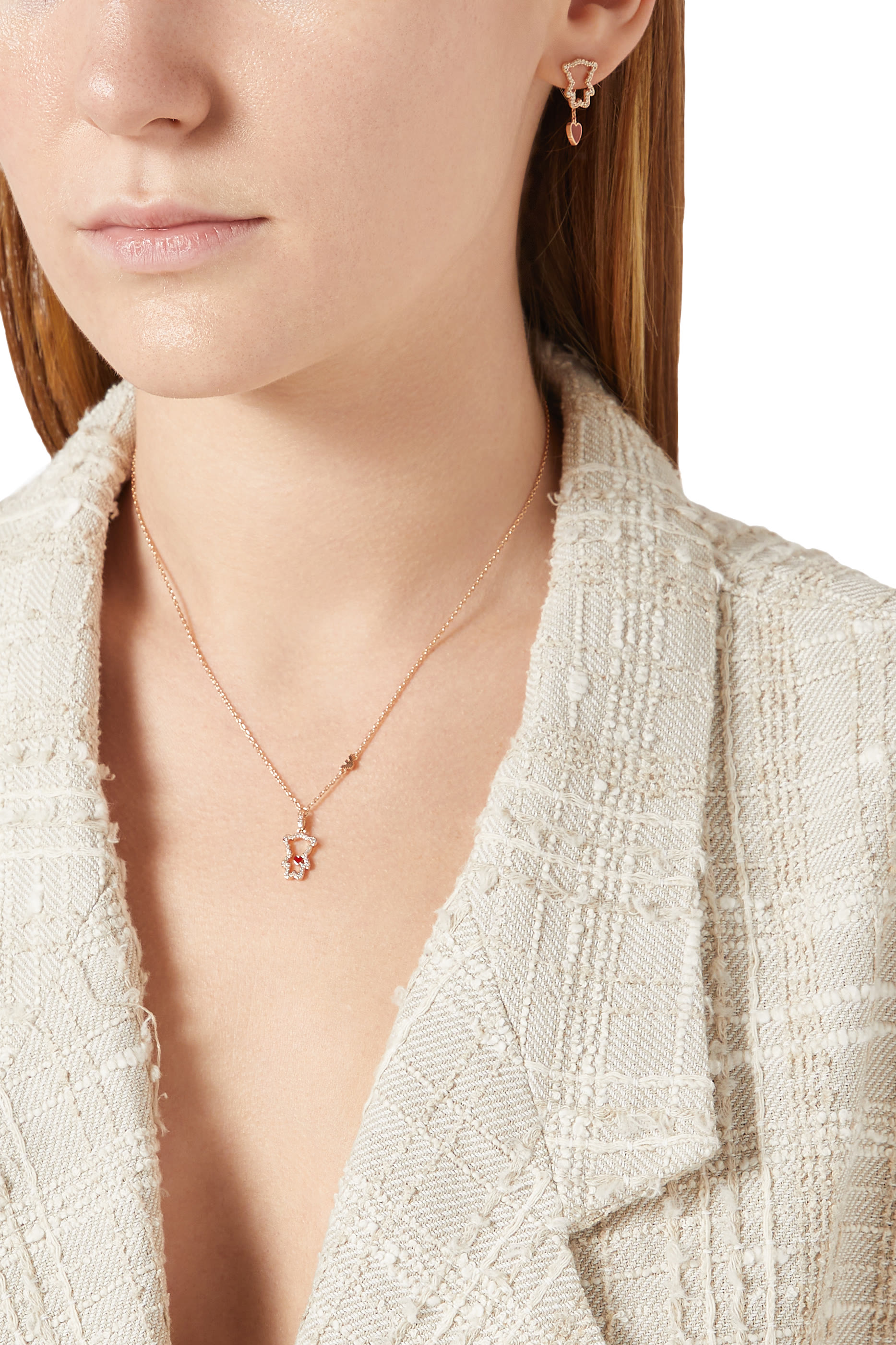 قلادة بدلاية مزينة بالكريستال نحاس مطلي ذهب وردي عيار 14