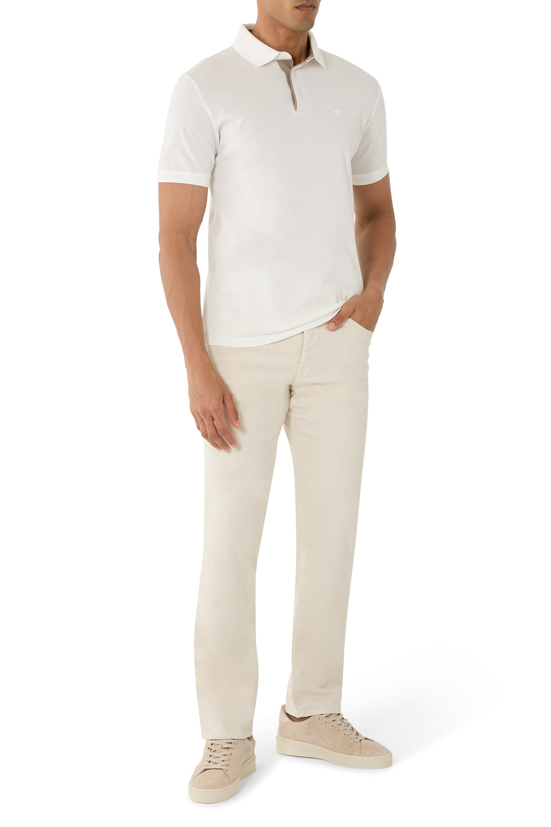 قميص بولو مطرز بشعار الماركة بحجم صغير بيكيه مطاطي