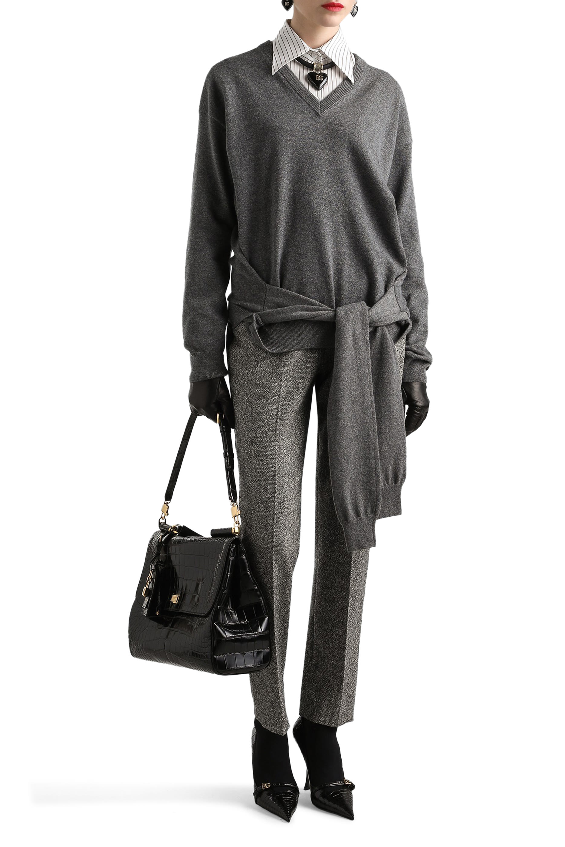 بنطال بنقشة منقطة صوف