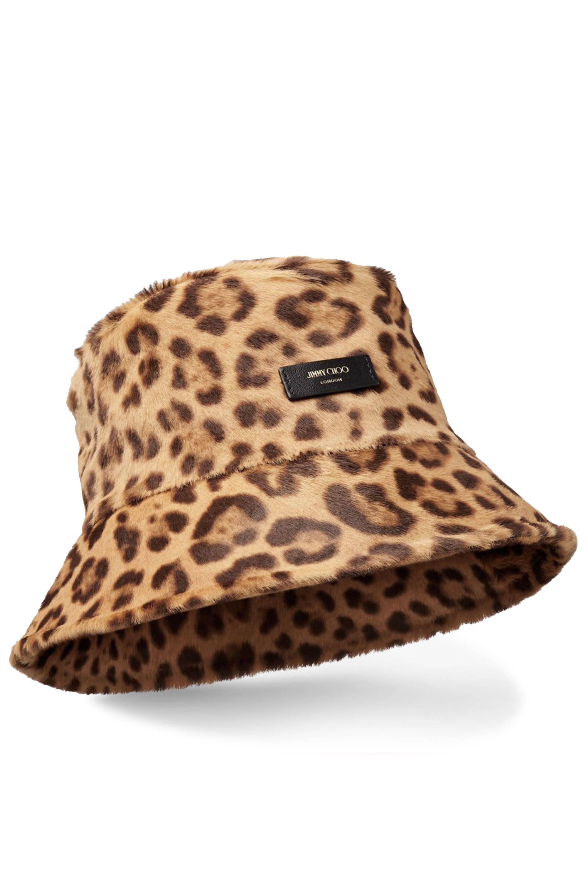 قبعة باكيت بنقشة جلد فهد بلون طبيعي