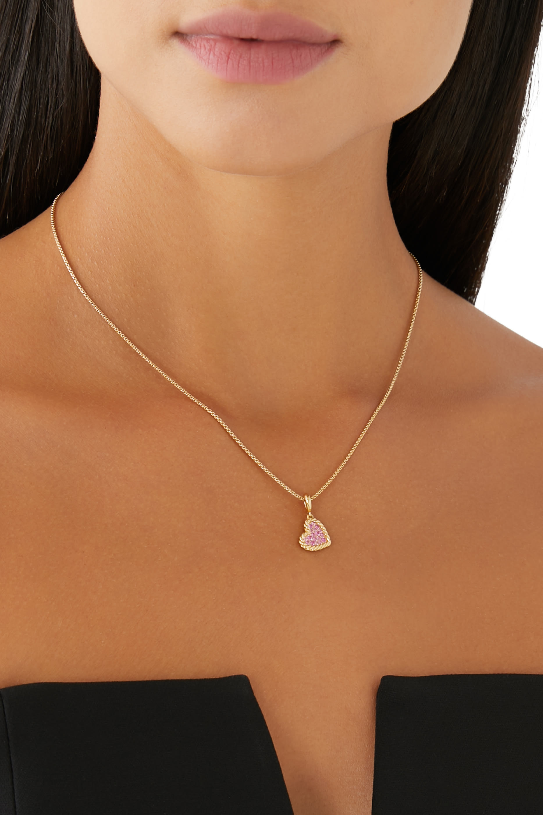 دلاية إليمنتس بتصميم قلب مرصعة بياقوت بافيه وردي ذهب أصفر عيار 18