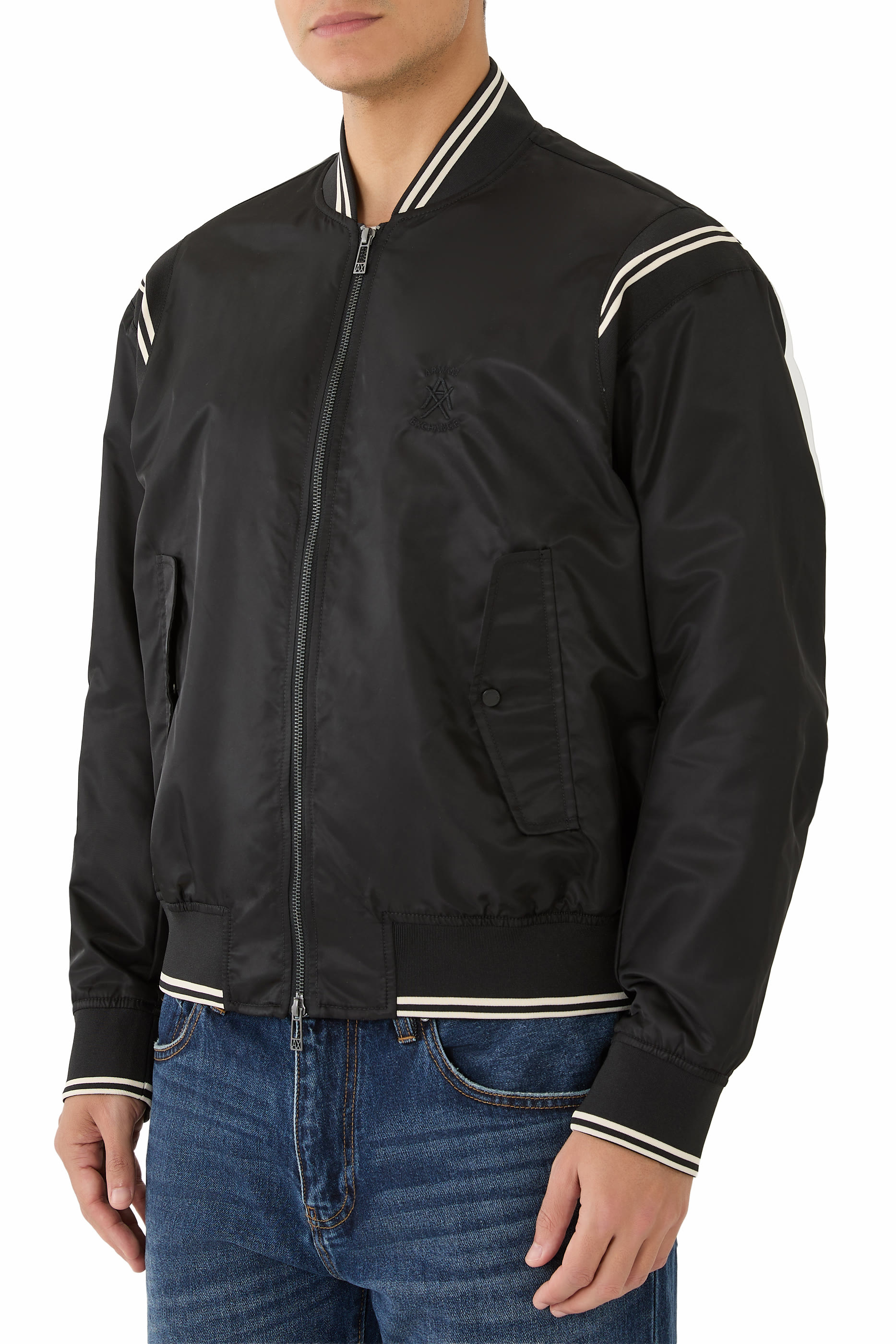 جاكيت فضفاض بسحاب بطبعة شعار الماركة 