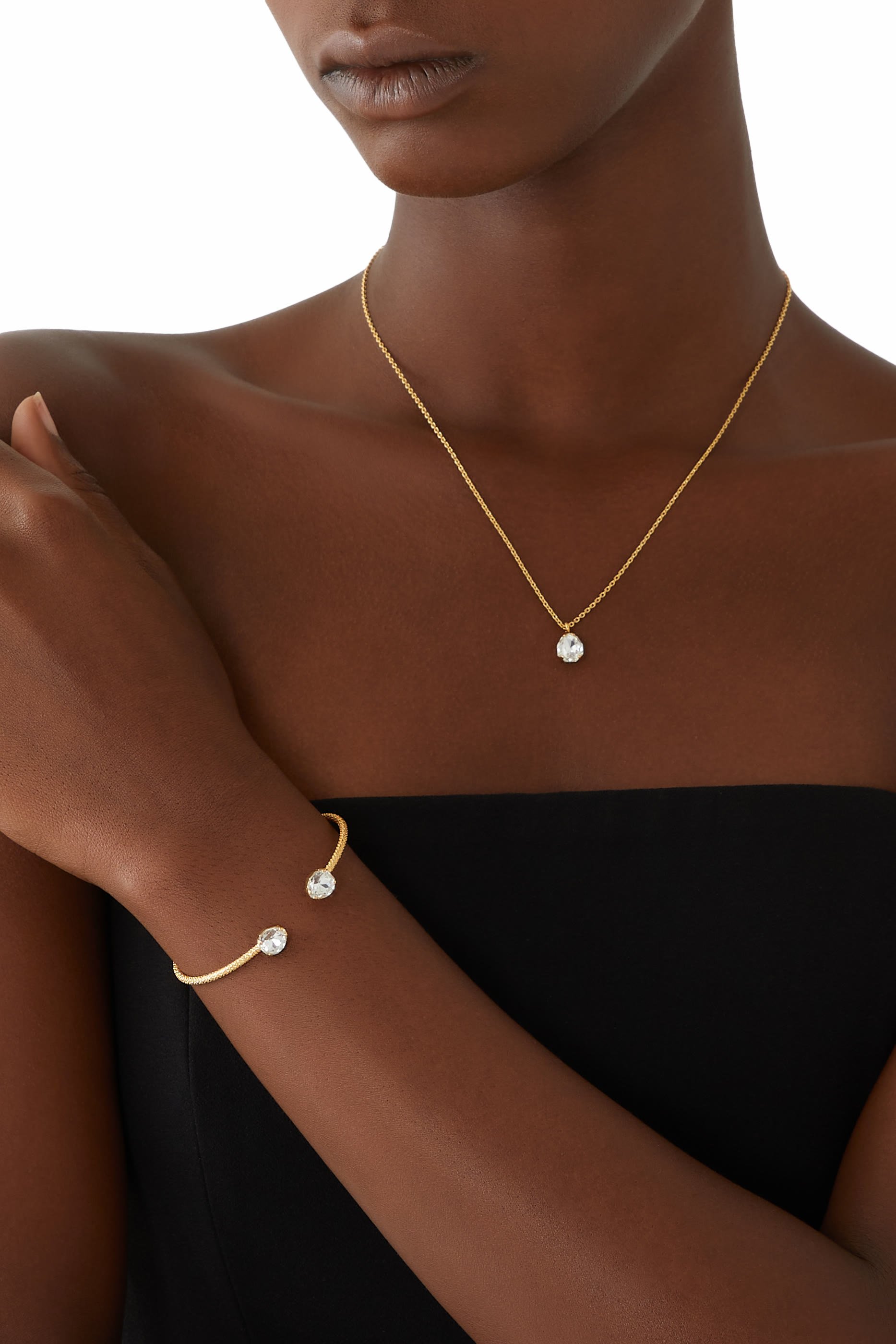 سوار كارلوتا صغير مرصع بالكريستال مطلي بالذهب عيار 18