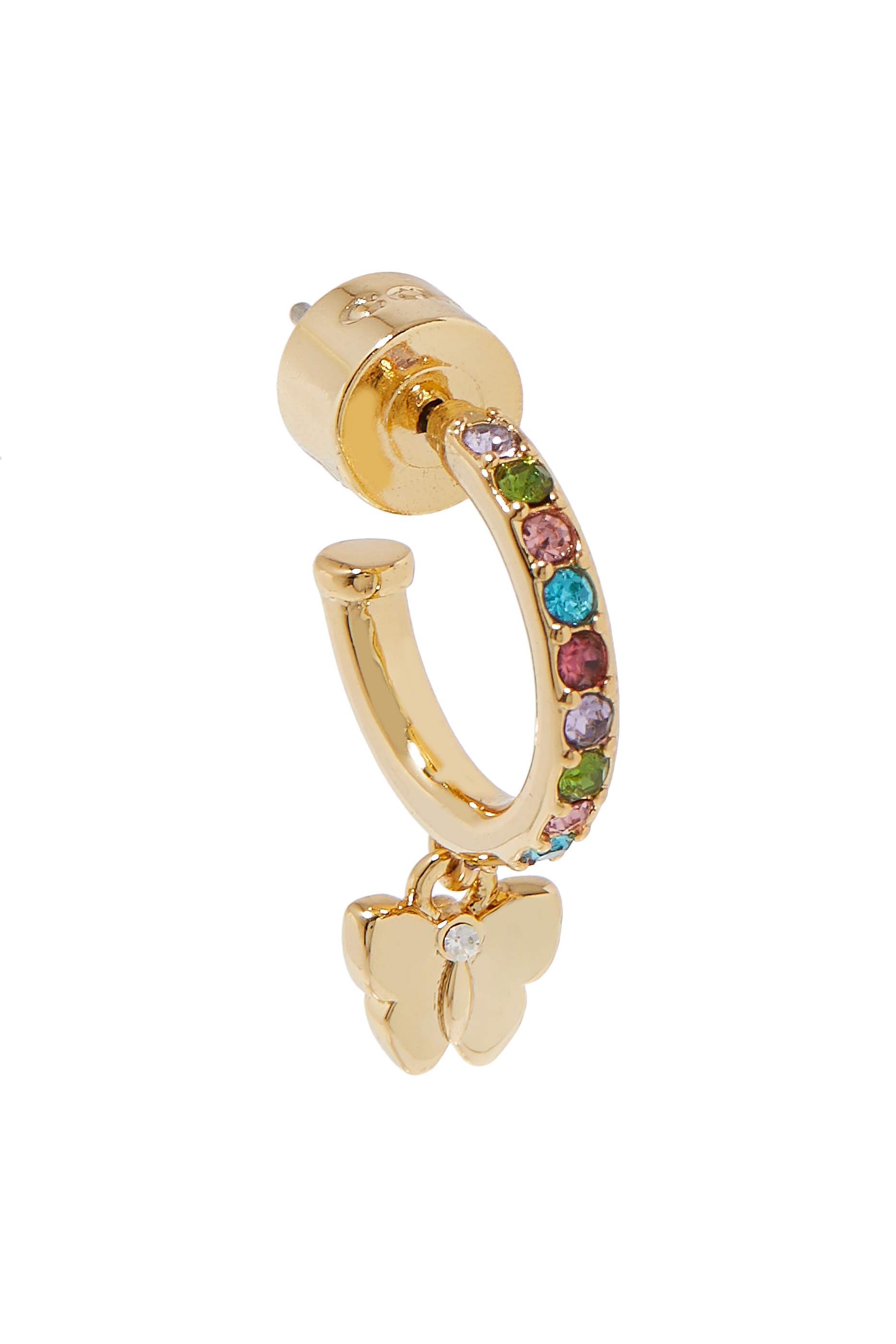 أقراط هاجي بحلية بتصميم فراشة مرصعة بكريستال، نحاس مطلي