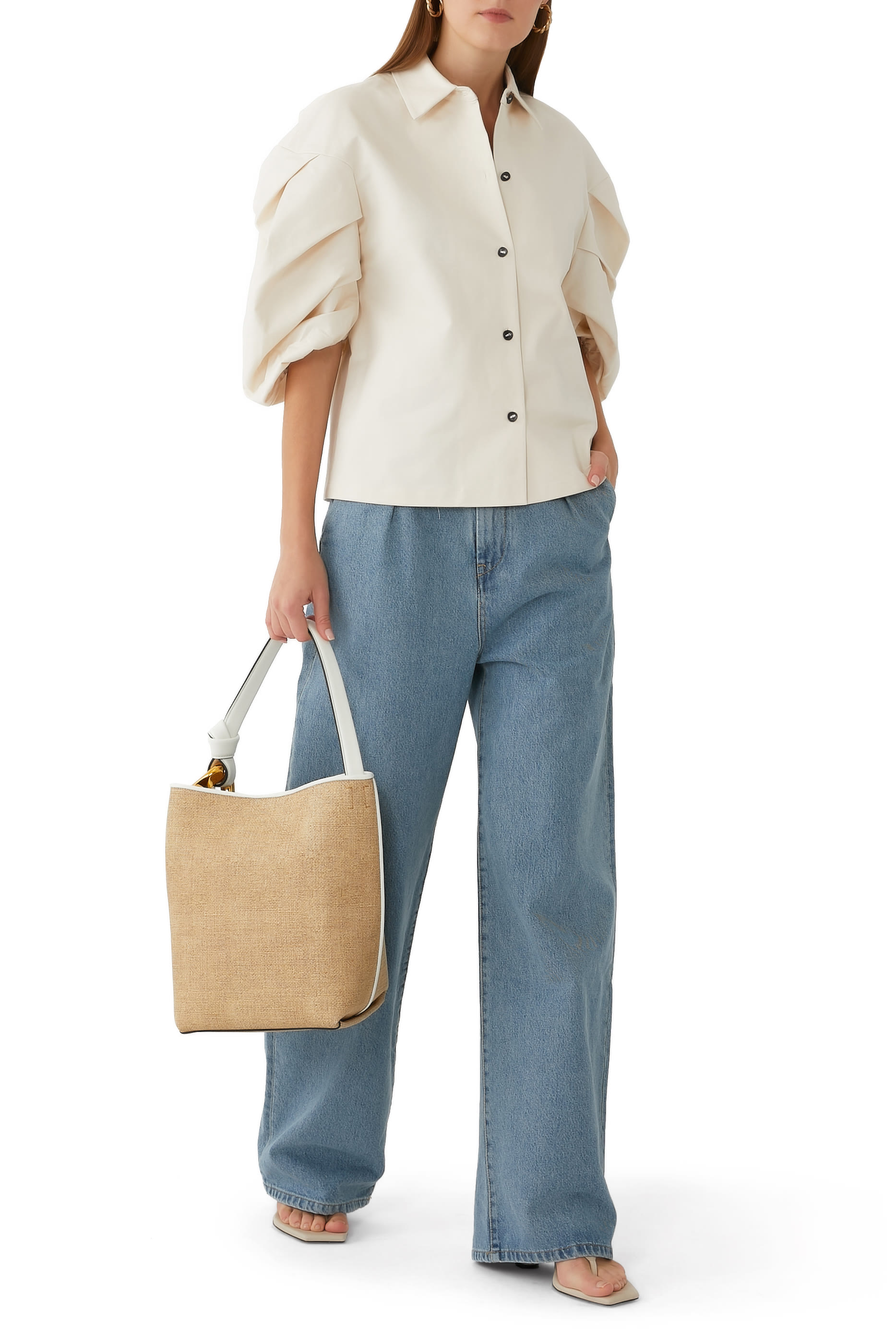 بنطال جينز بقصة ساق واسعة دنيم