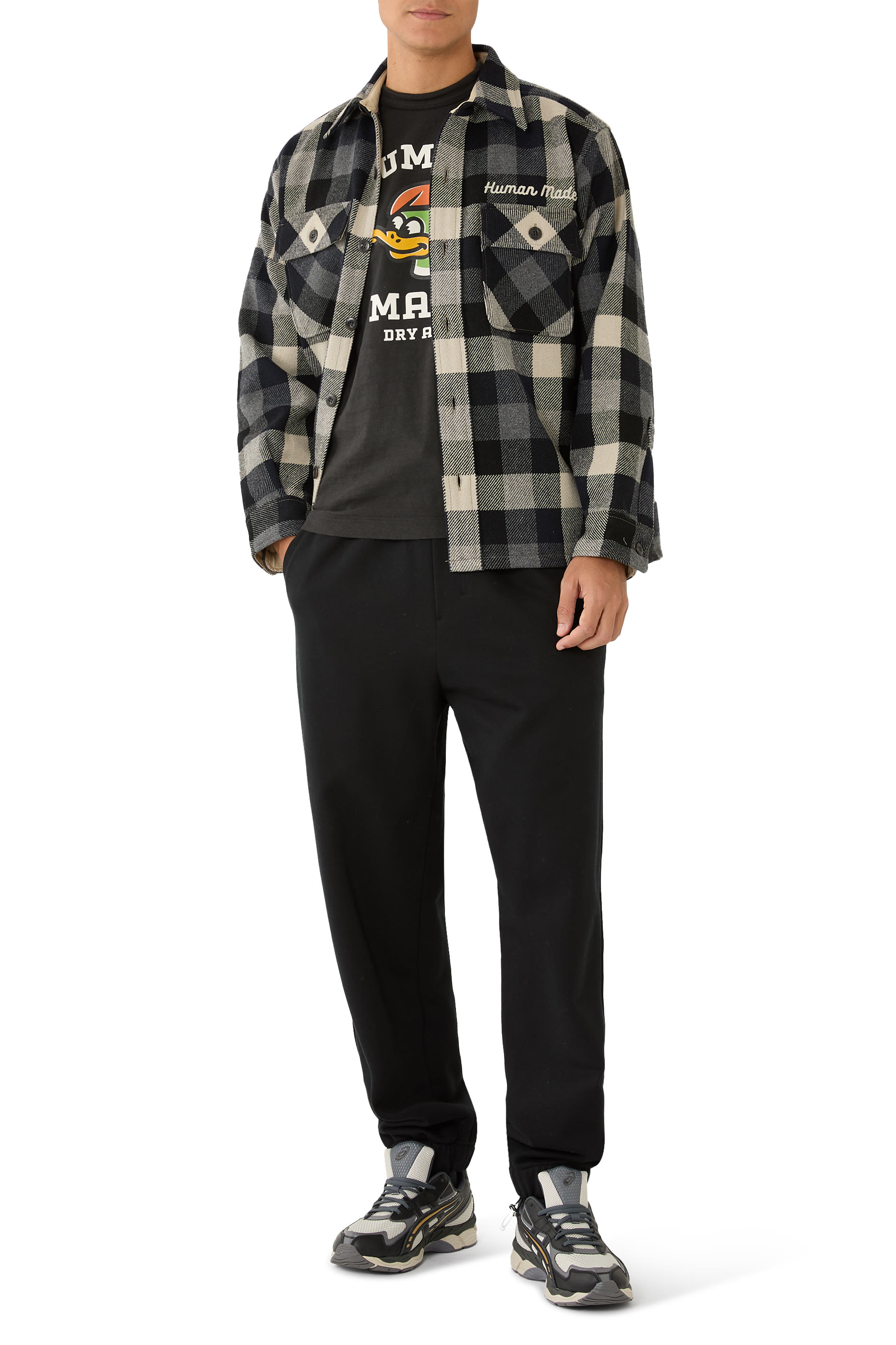 جاكيت بنمط قميص بنقشة مربعات صوف