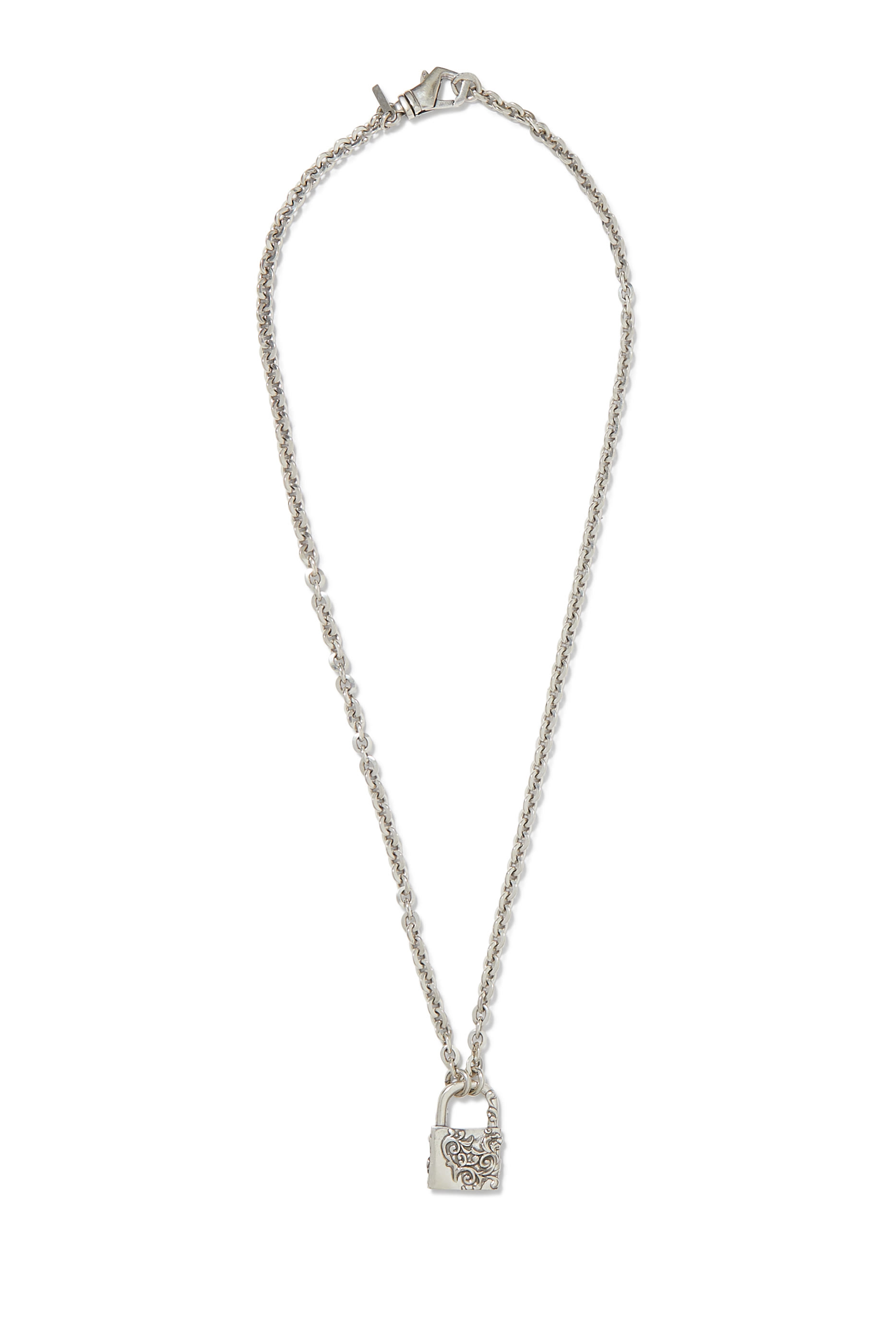 قلادة ارابيسك بدلاية كبيرة بتصميم قفل، فضة إسترلينية