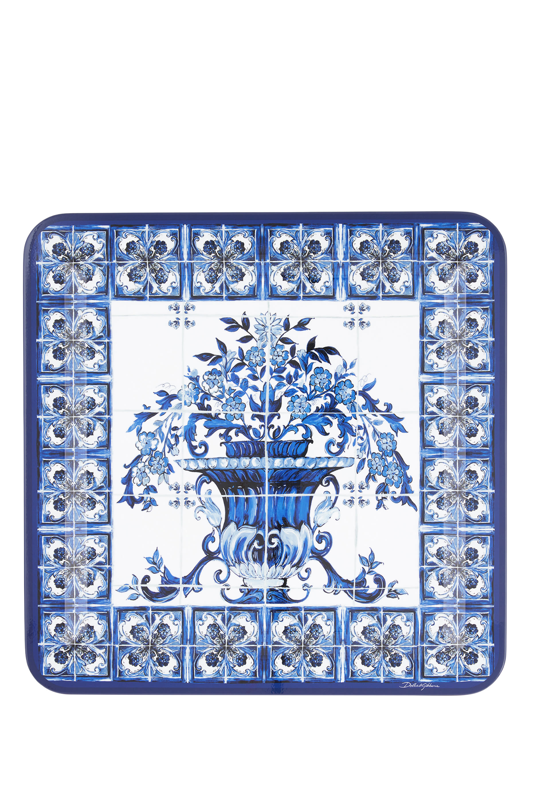 صينية بلو ميديتيرانيو خشبية كبيرة