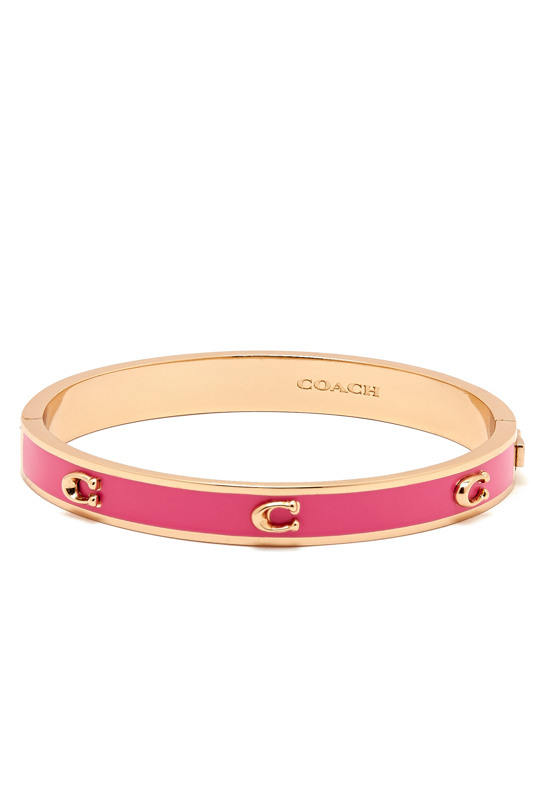 سوار بمفصلة وحلي بارزة بتصميم شعار الماركة مطلي بالمينا