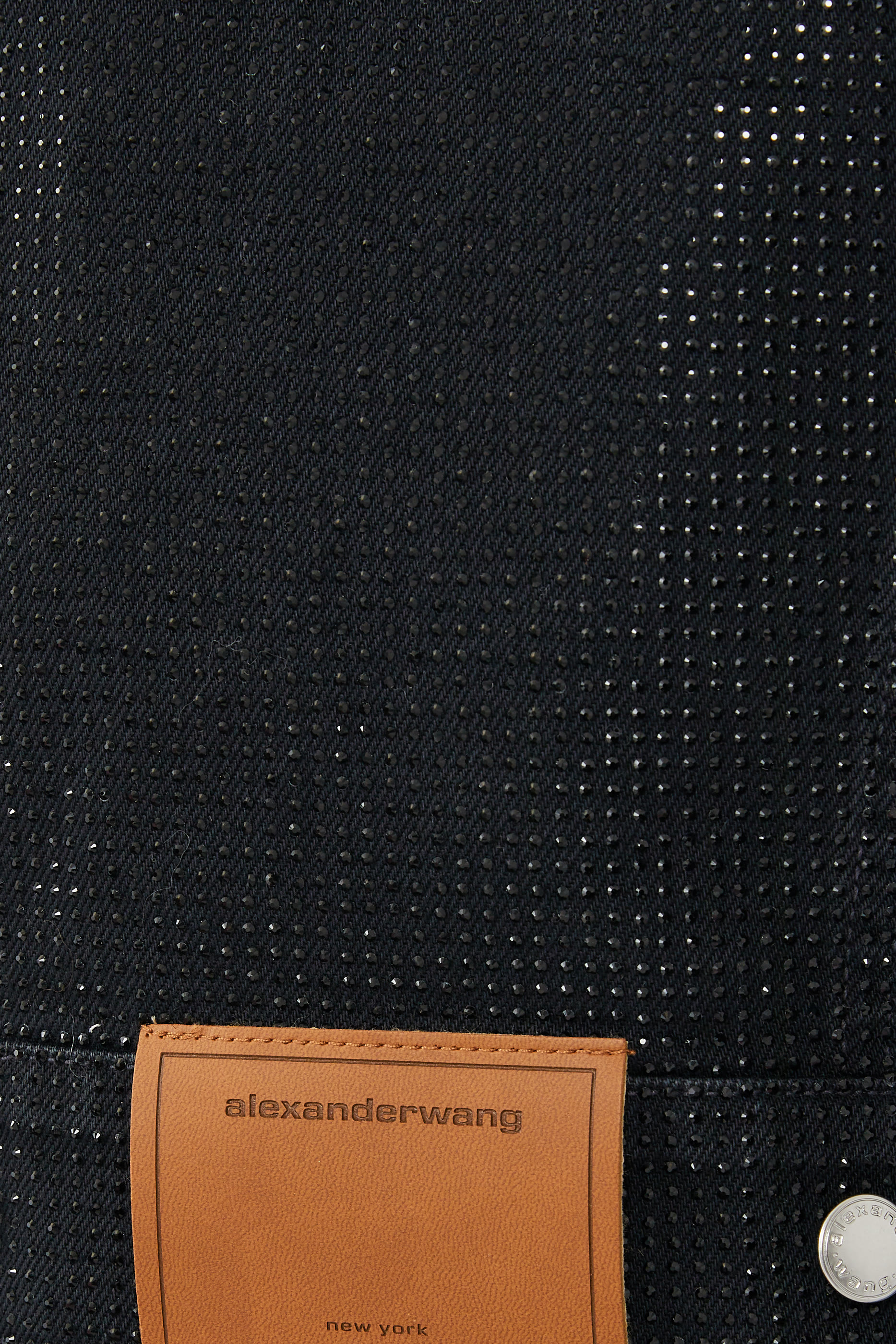 جاكيت تراكر دنيم مجعد مرصع بكريستال مثبت حراريا