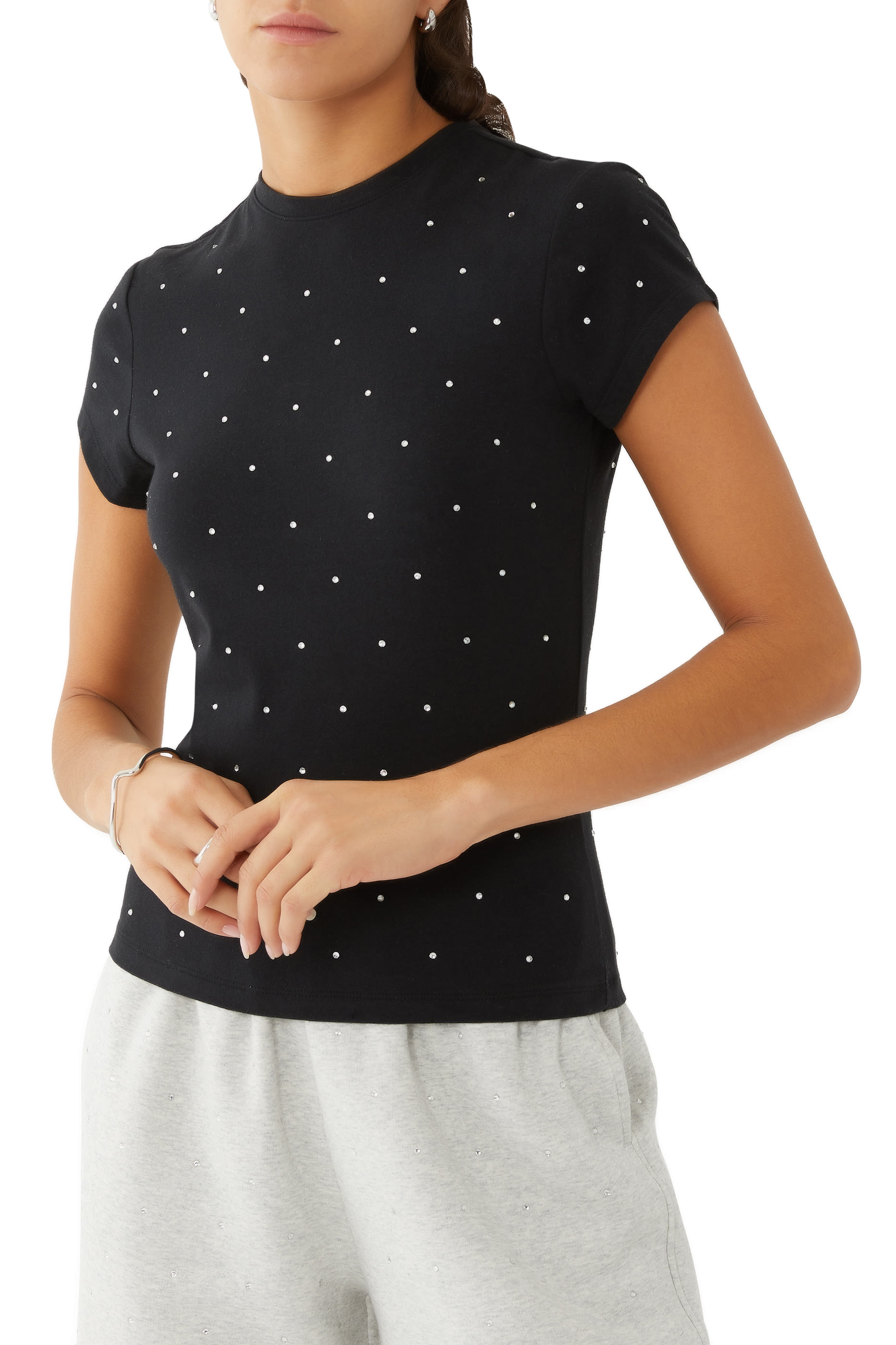 تيشيرت بايبي مرصع بالكريستال