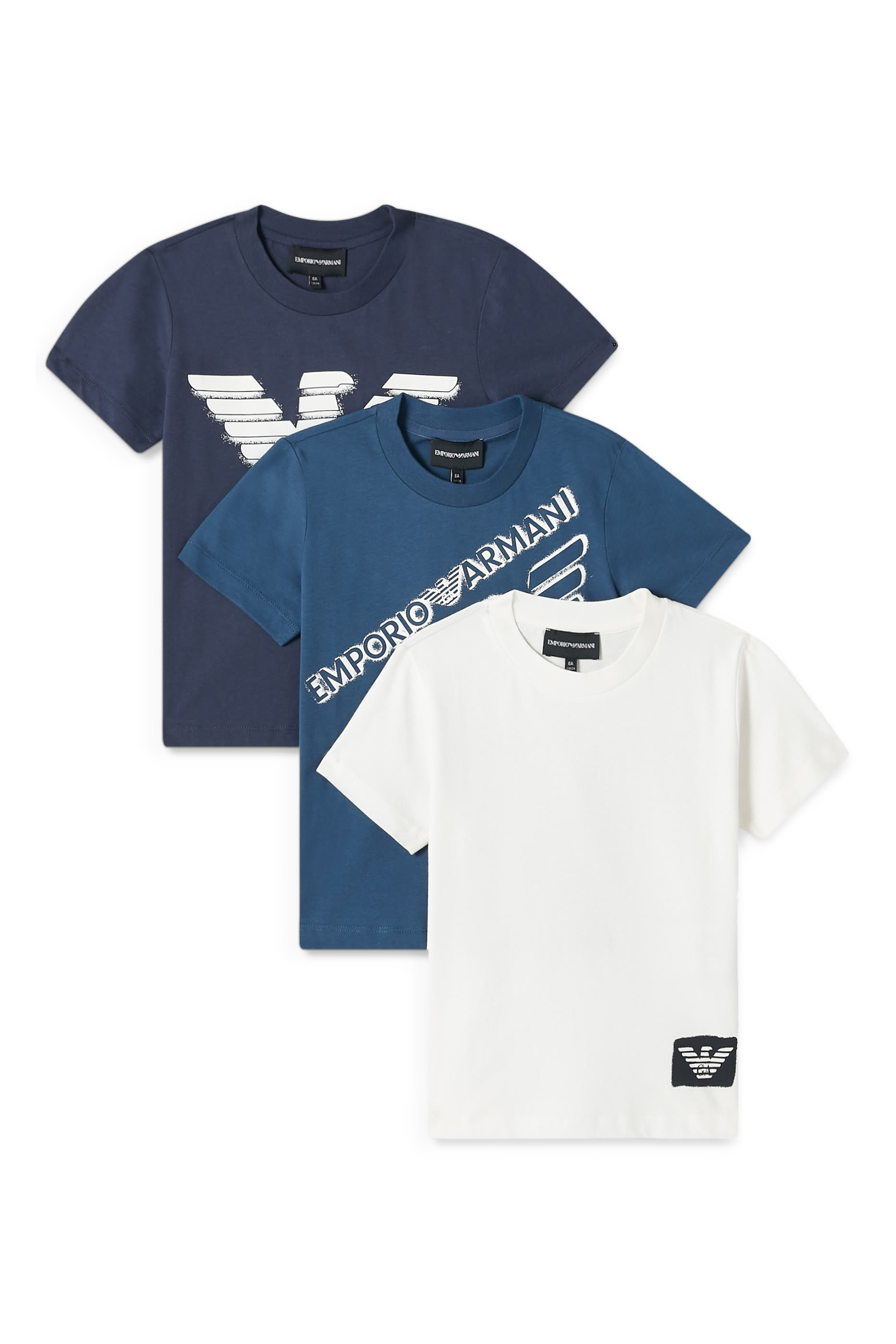 طقم تيشيرت قطن بشعار الماركة، 3 قطع