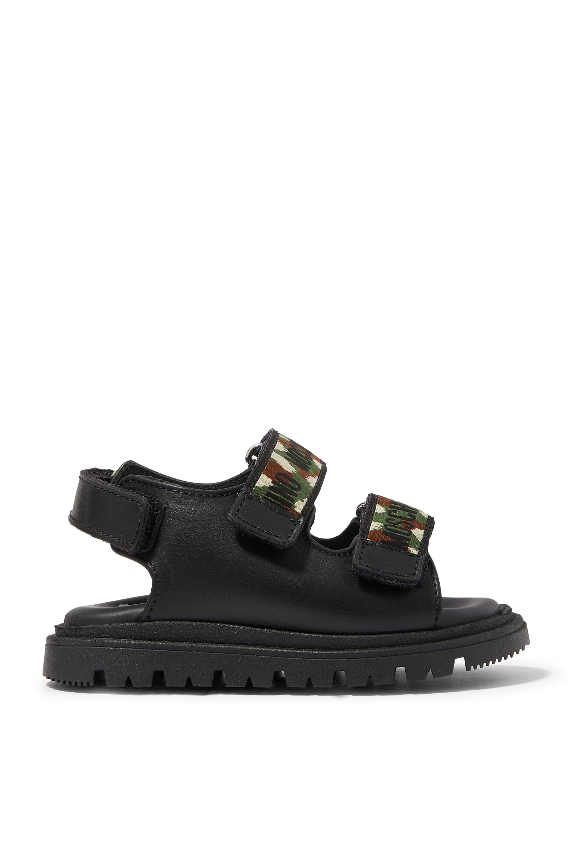 صندل بشعار الماركة جلد للأطفال