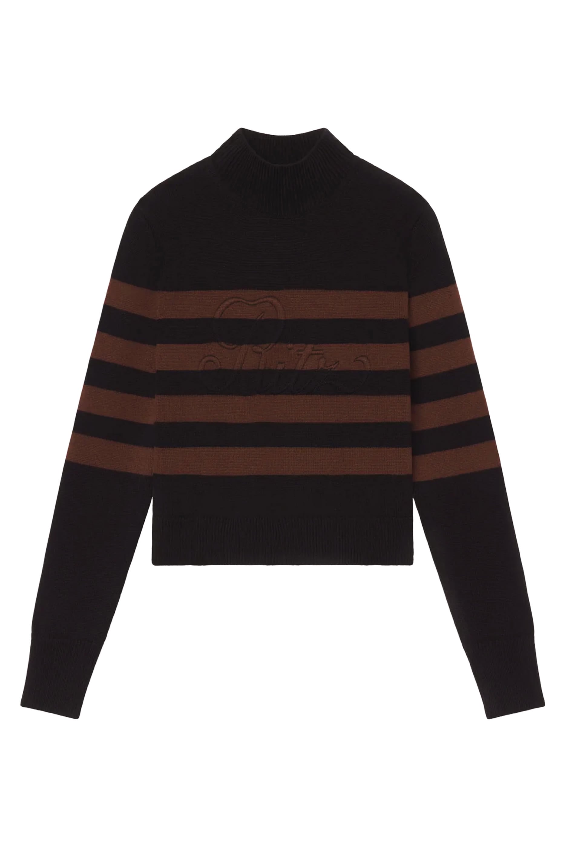 كنزة ريتز مخططة بياقة عالية كشمير