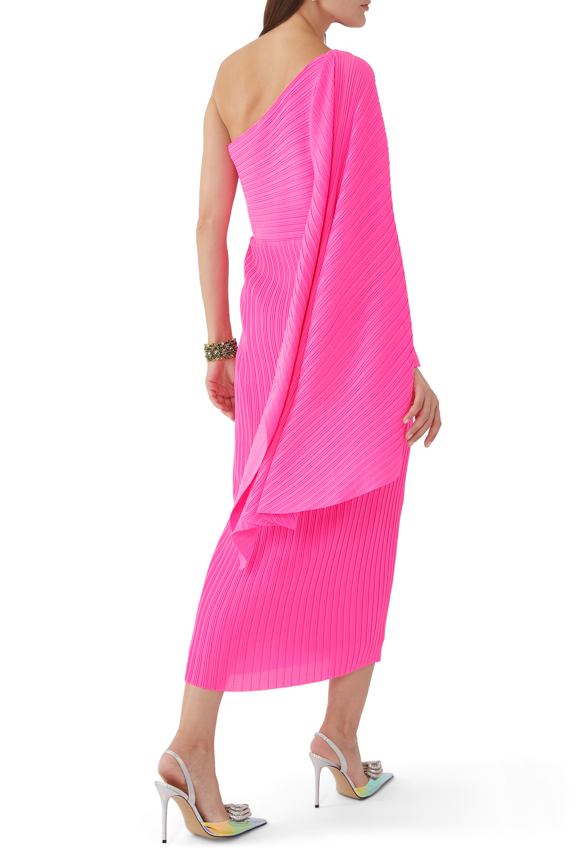 فستان لينا متوسط الطول بطيات بليسيه