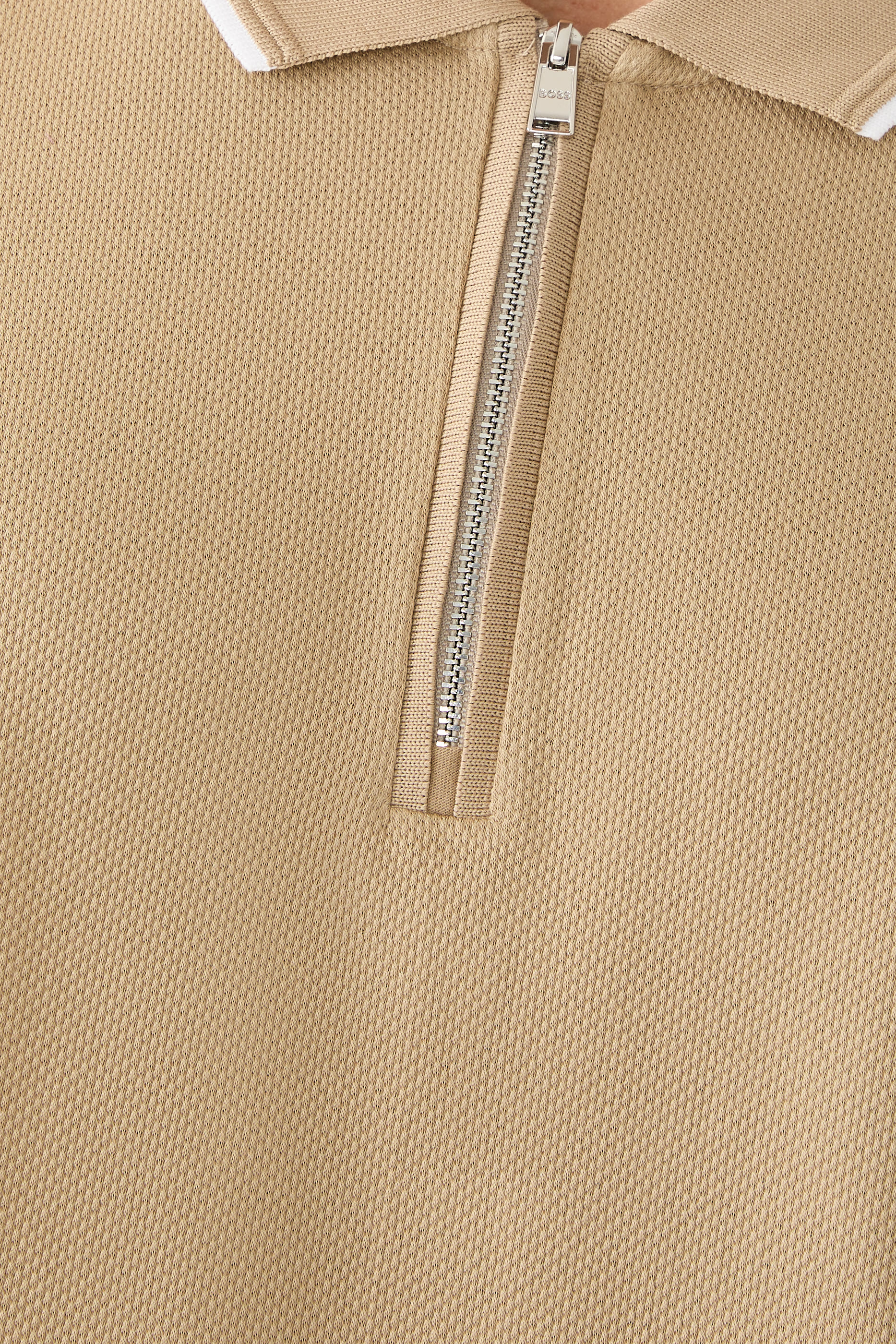 قميص بولو بسحاب قطن مضلع