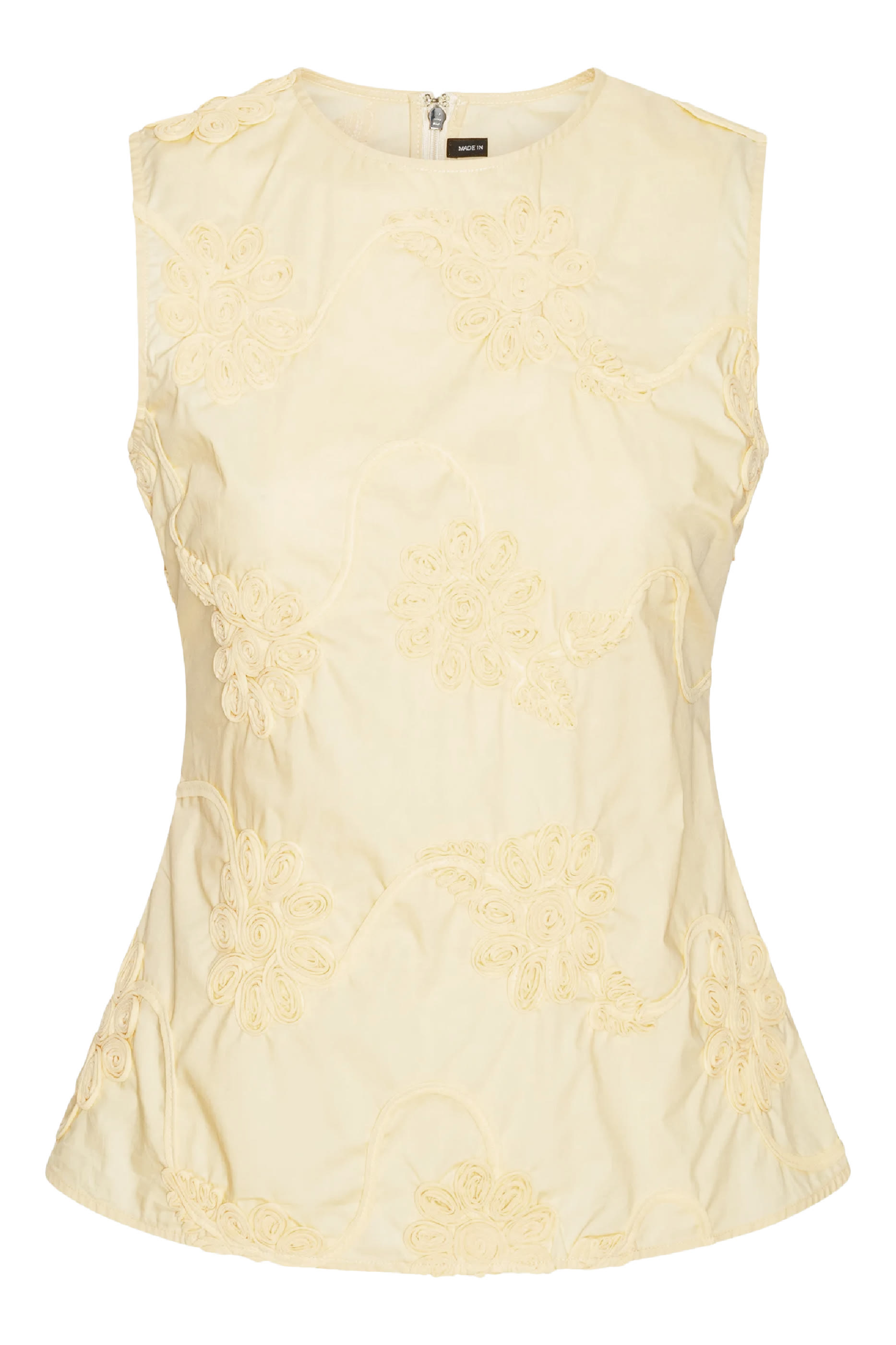 بلوزة بلا أكمام بزهور مطرزة