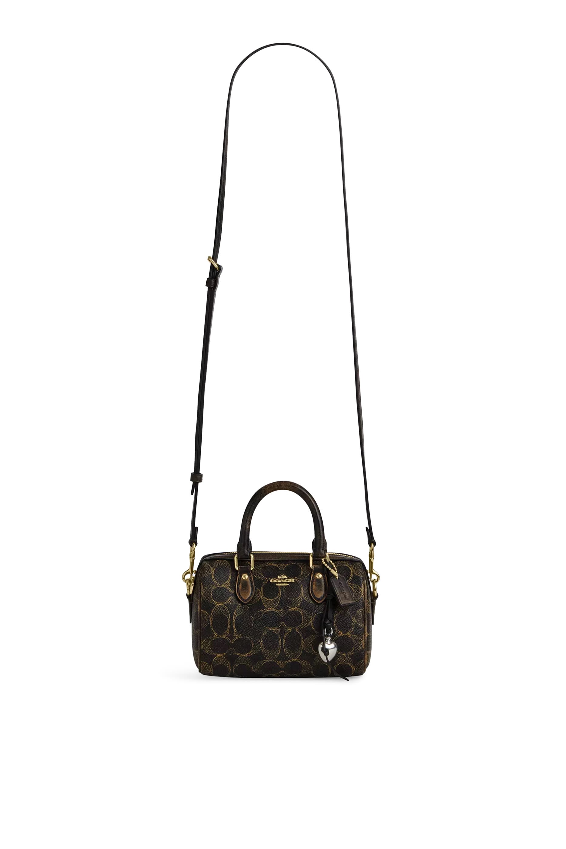 حقيبة كروس روان صغيرة قنب بنقشة شعار الماركة بتصميم قلوب مزينة بحلية